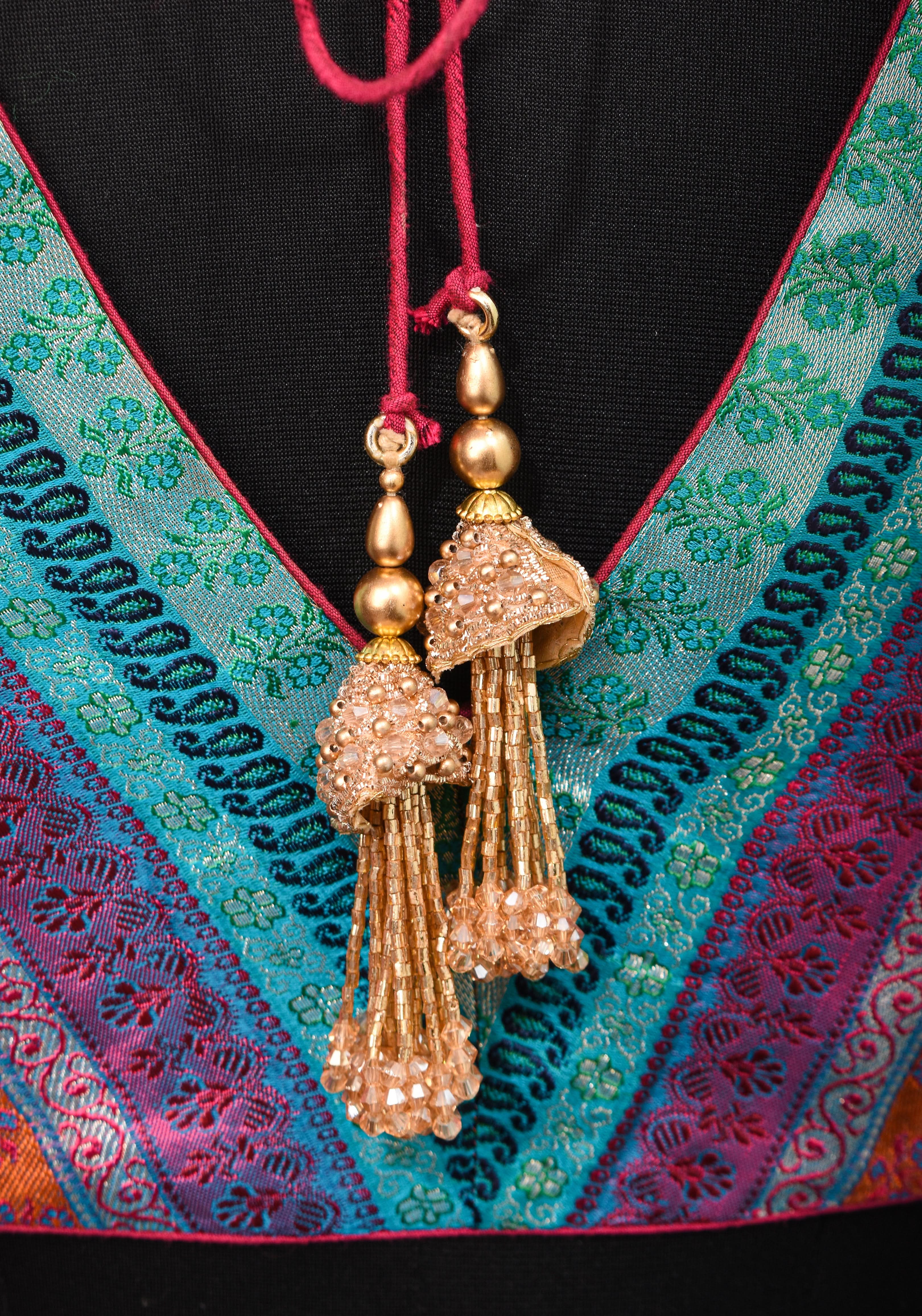 Multicolor Blouse in Banarasi Brocade Fabric with V Neck | Shobitam