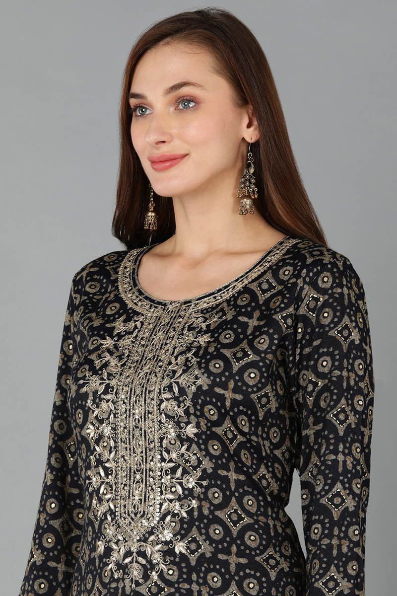 Teal Cotton Blend Straight Kurta | SHOBITAM