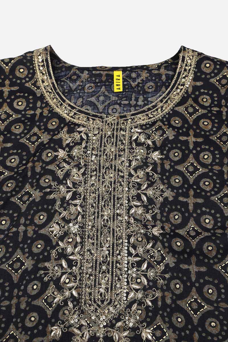 Teal Cotton Blend Straight Kurta | SHOBITAM