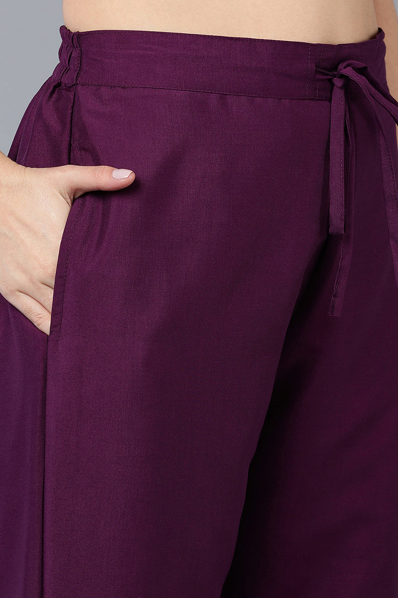 Burgundy Embroidered Straight Kurta | SHOBITAM