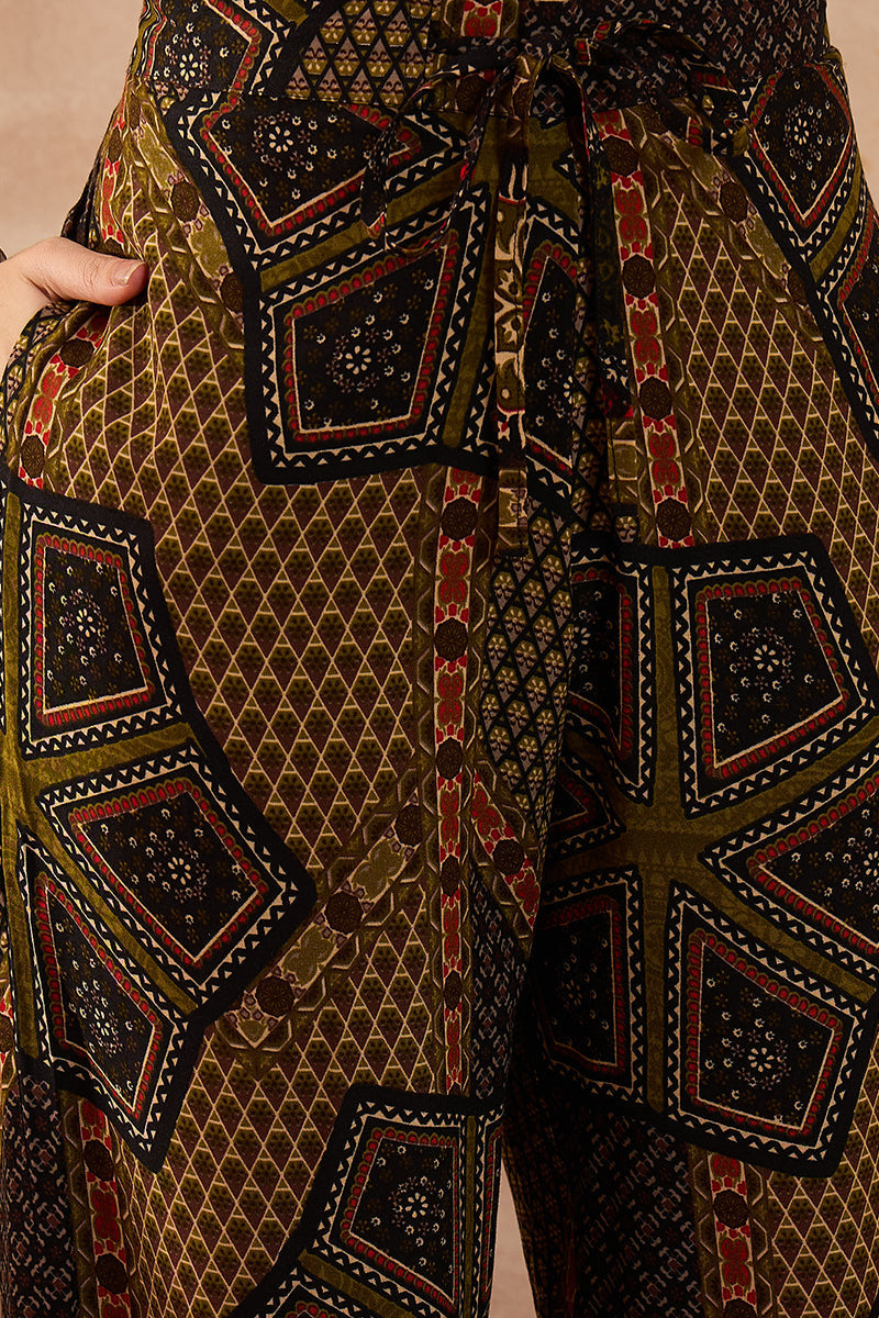 Green Viscose Rayon Printed Straight Coord Sets | SHOBITAM