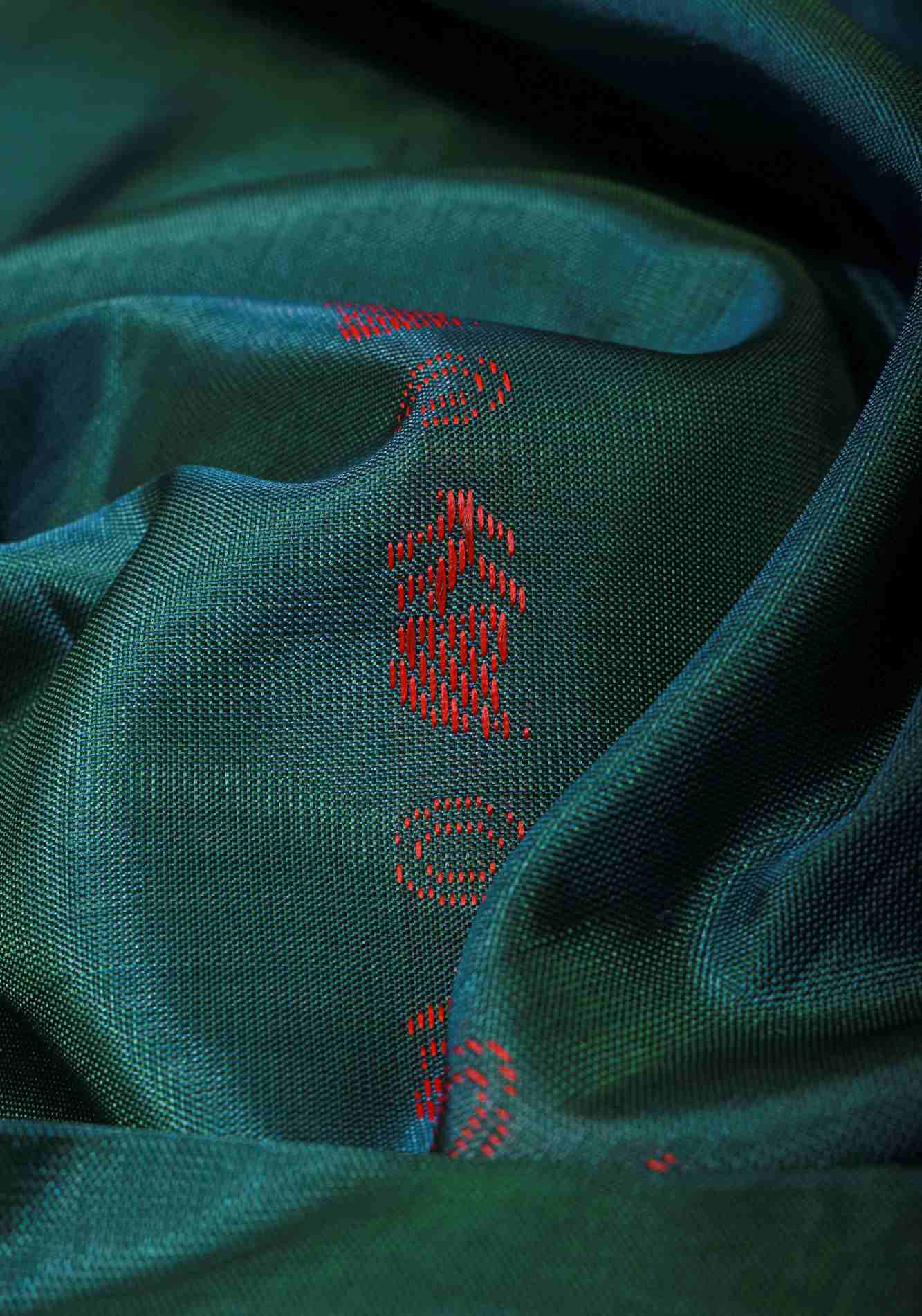 Vegan Silk Handloom prestitch Saree in Teal with Resham Stripes , No Blouse piece Ready to wear saree