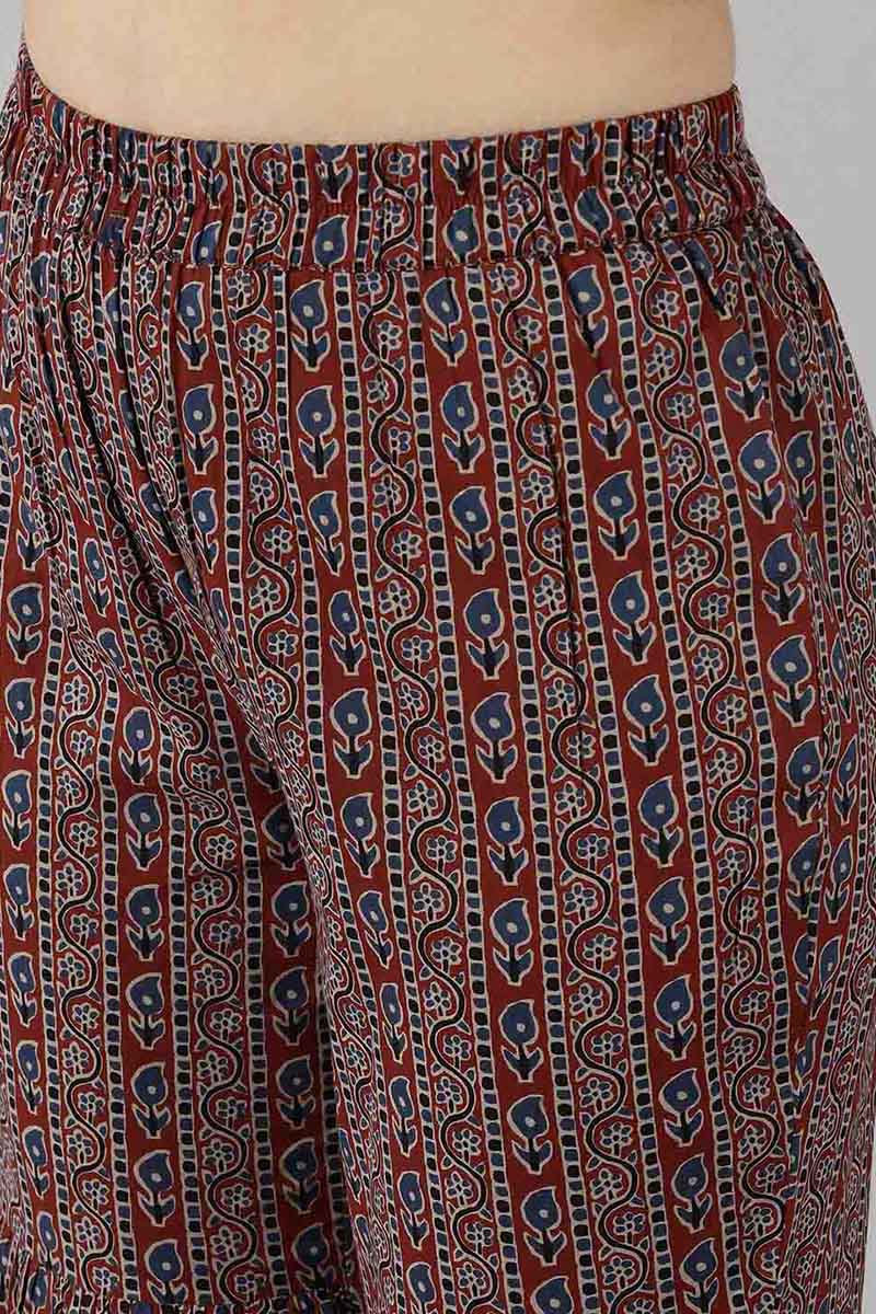 Blue Pure Cotton Flared Kurta Sharara With Dupatta | SHOBITAM