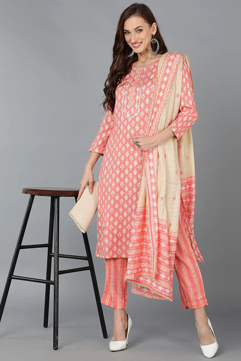 Cotton Printed Kurta Pant Dupatta Set  | SHOBITAM