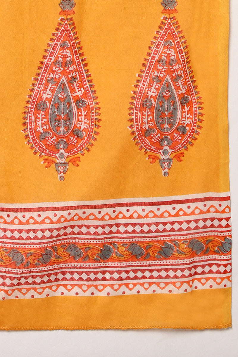 Yellow Pure Cotton Ethnic Motifs Straight Suit Set | SHOBITAM