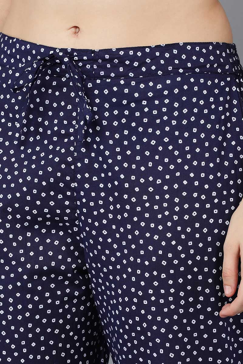 Navy Blue Rayon Blend Kurta Trousers With Dupatta | SHOBITAM