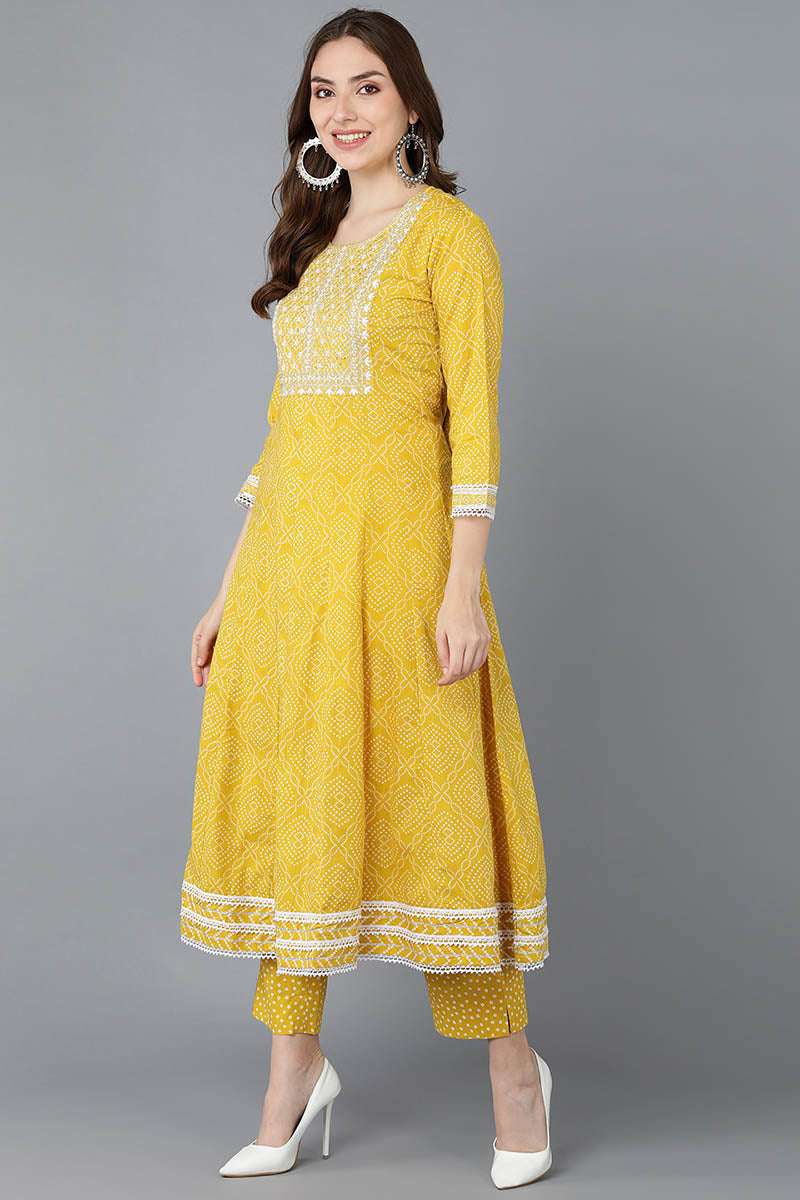 Yellow Rayon Blend Kurta Trousers With Dupatta | SHOBITAM