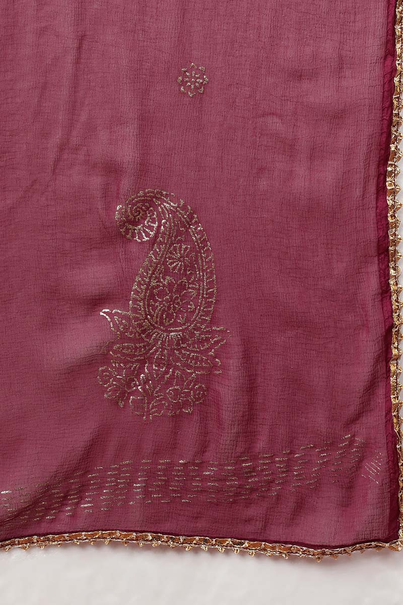 Burgundy Silk Blend Anarkali Suit Set   | SHOBITAM