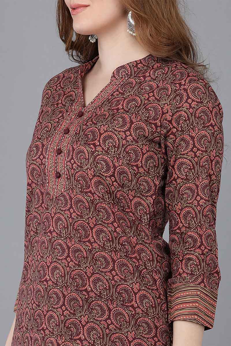 Maroon Rayon Blend straight Kurta Pant With Dupatta  | SHOBITAM