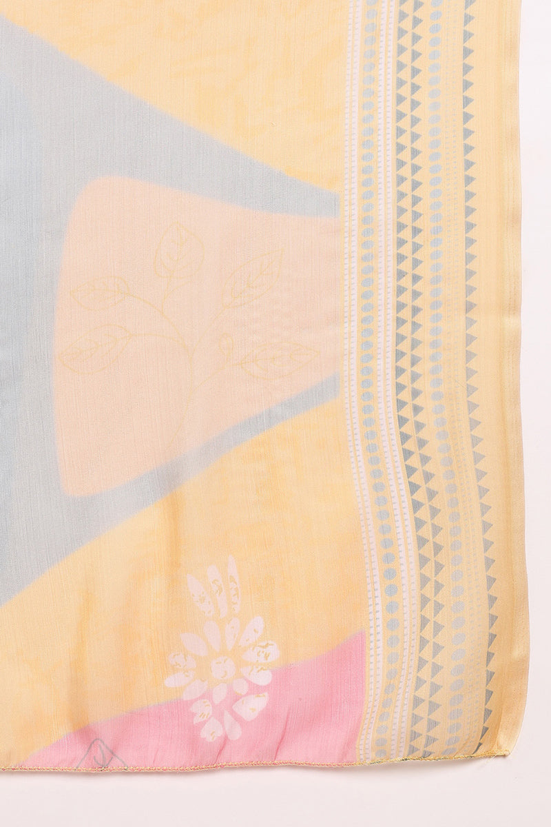 Yellow Silk Blend Straight Suit Set | SHOBITAM