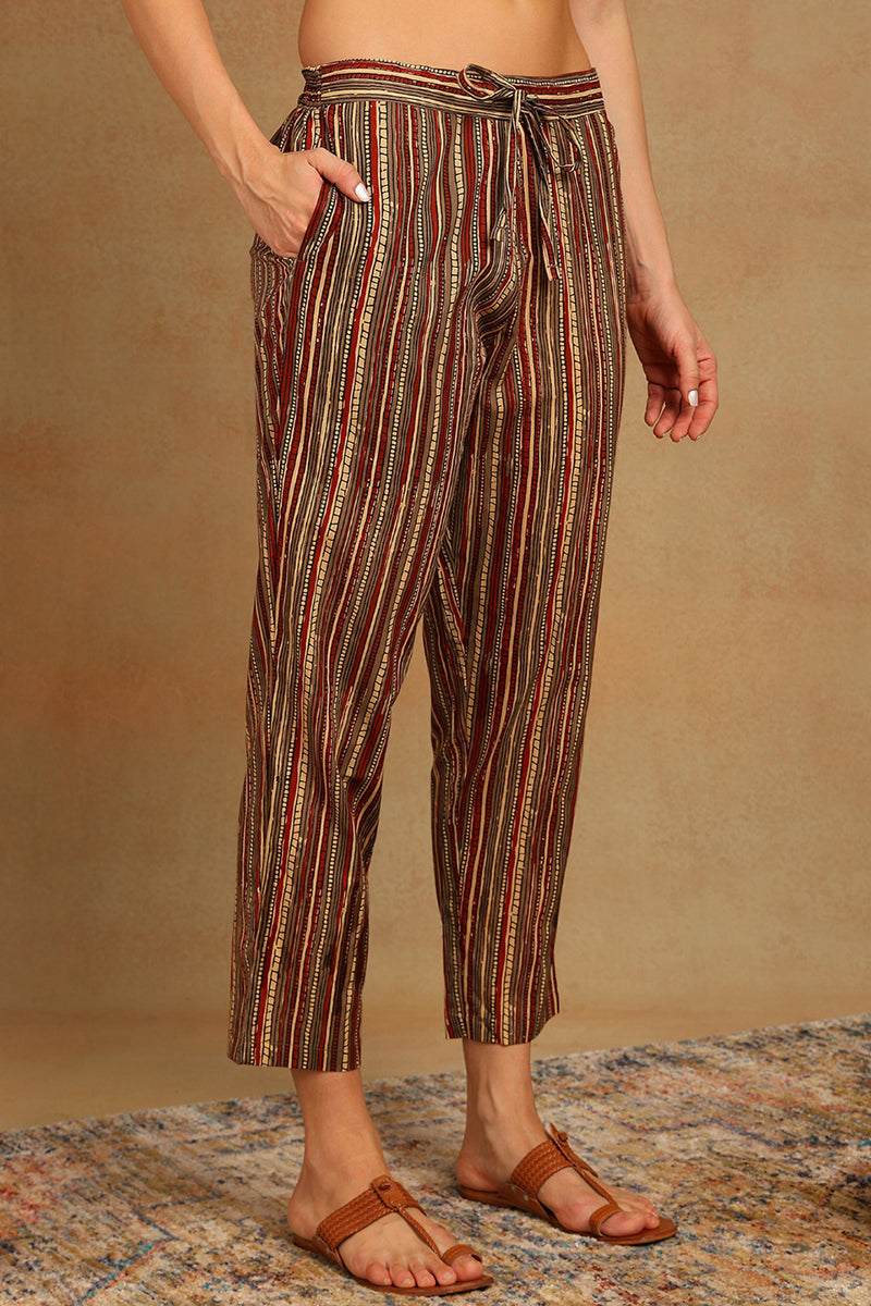 Cotton Beige Printed Straight Kurta Pant With Dupatta  | SHOBITAM