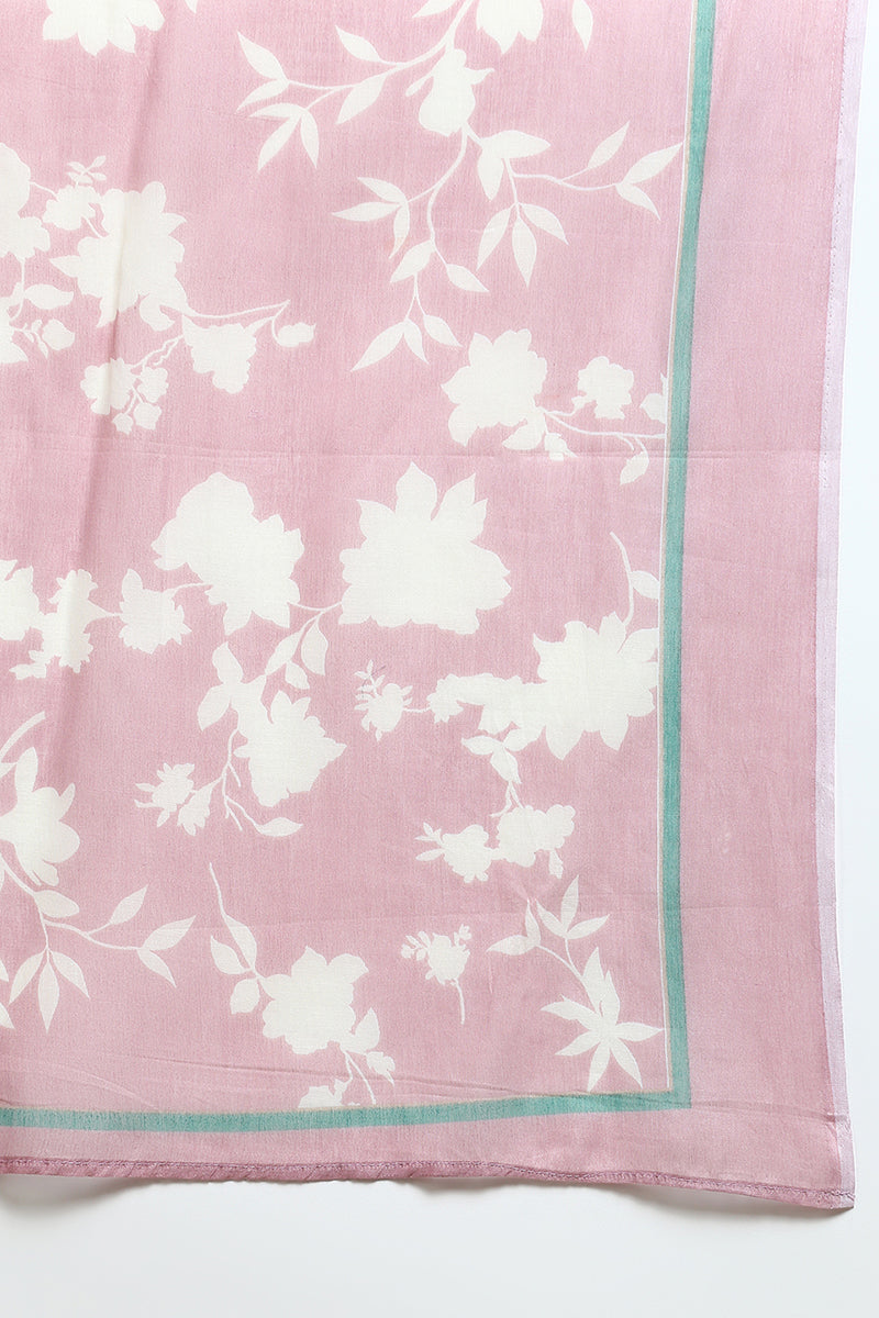 Pink Cotton Ethnic Motifs Straight Suit Set | SHOBITAM
