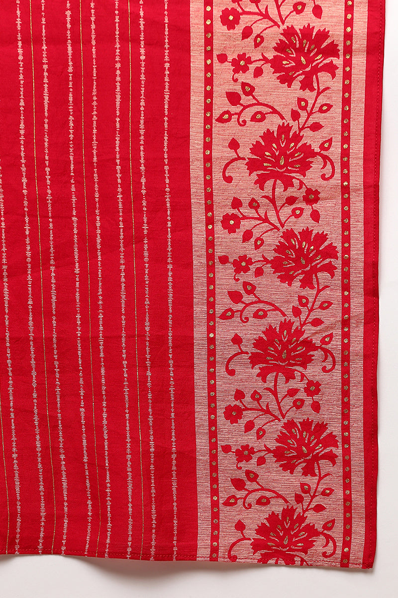 Pink Silk Blend Printed Straight Suit Set | SHOBITAM