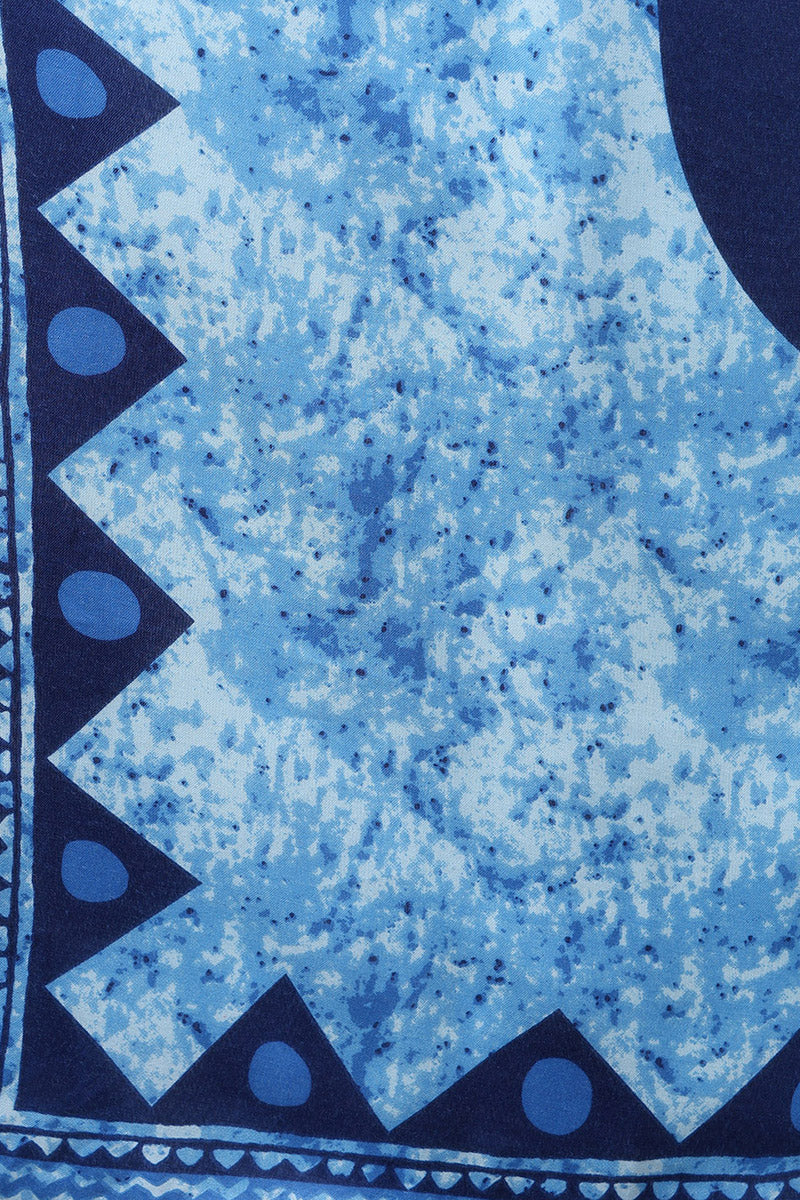 Blue Rayon Blend Ethnic Motifs Printed Straight Suit Set | SHOBITAM