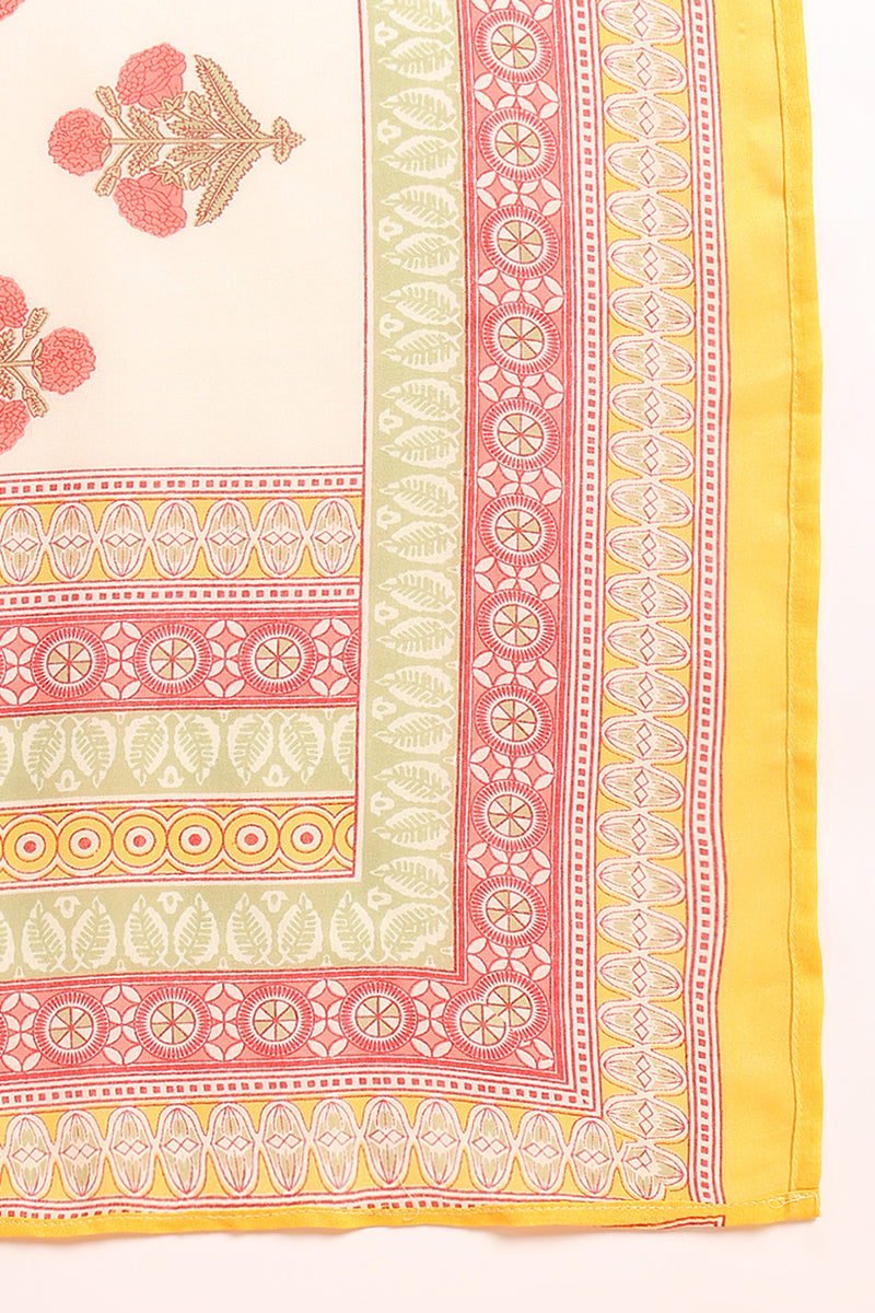 Yellow Rayon Blend Floral Printed Straight Suit Set | SHOBITAM