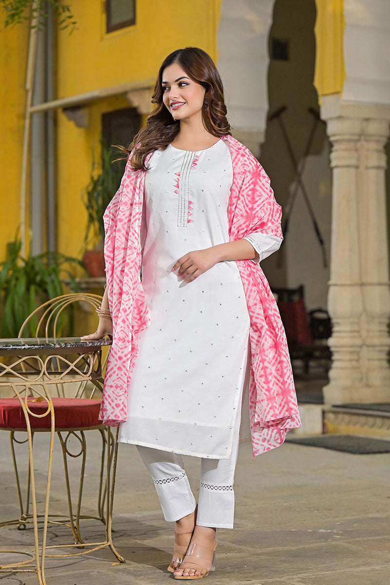 Pink Rayon Blend Solid Embroidered Straight Suit Set | SHOBITAM