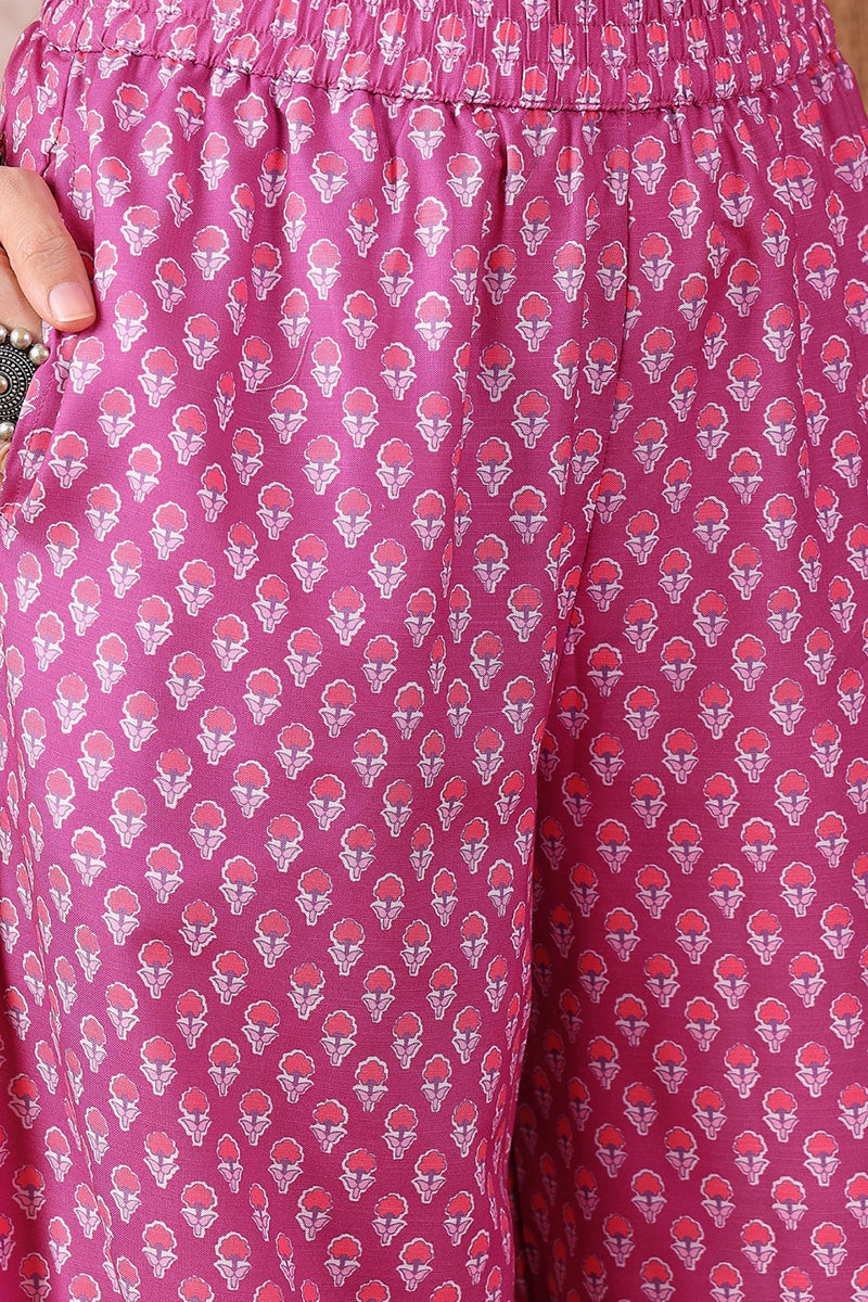 Pink Rayon Blend Floral Printed Straight Salwar Bottom Suit Set | SHOBITAM
