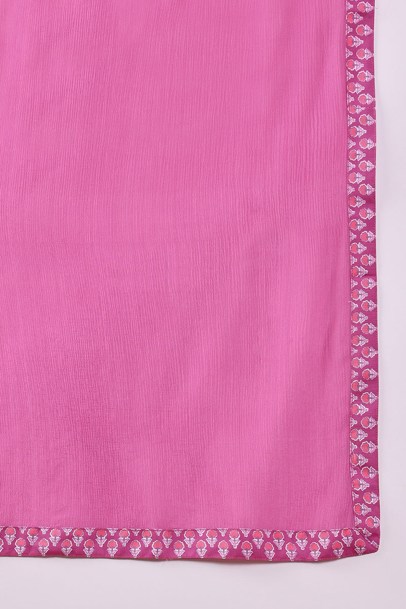 Pink Rayon Blend Floral Printed Straight Salwar Bottom Suit Set | SHOBITAM