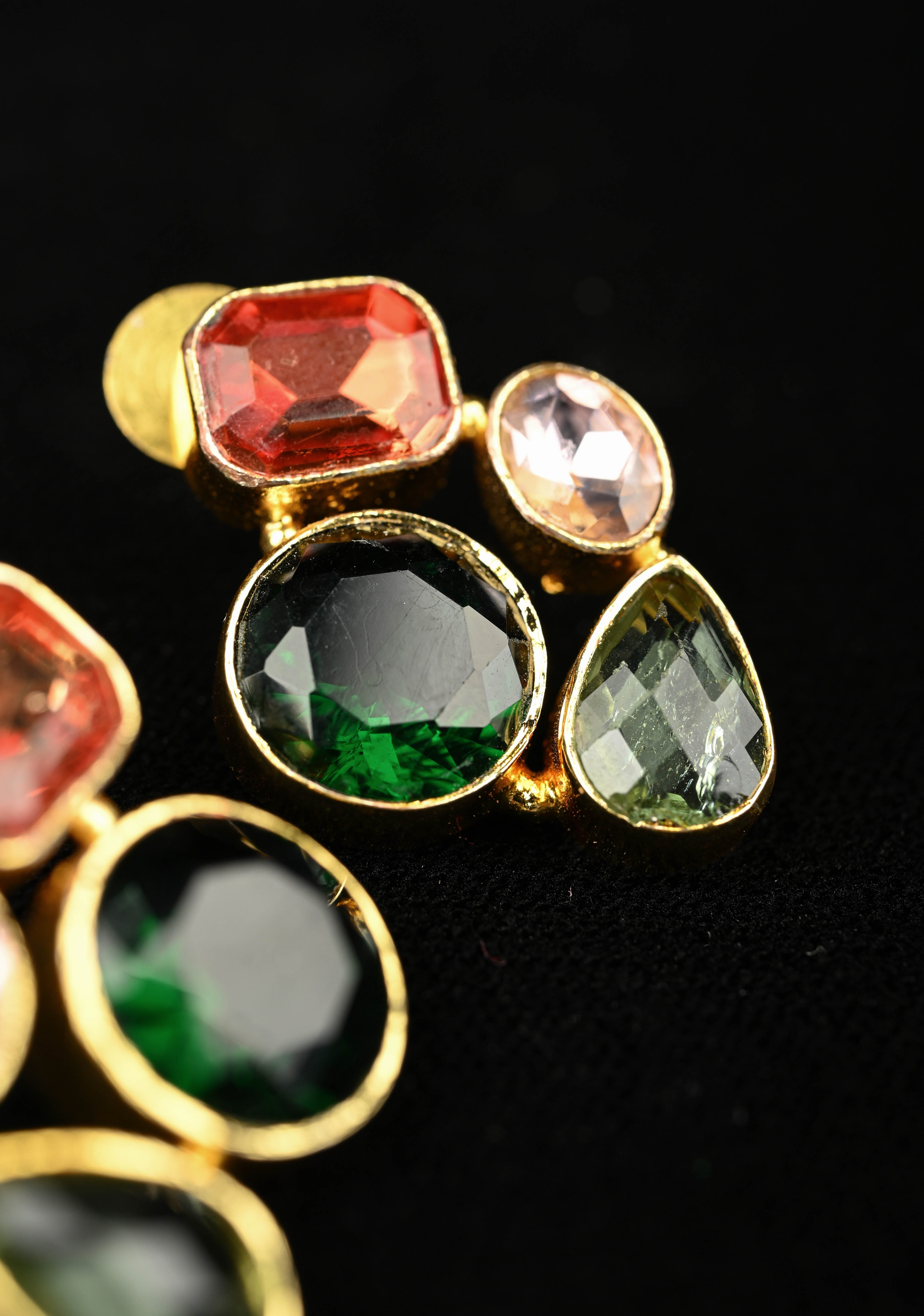 Multicolor Glass stone Cluster Stud Earrings | Shobitam