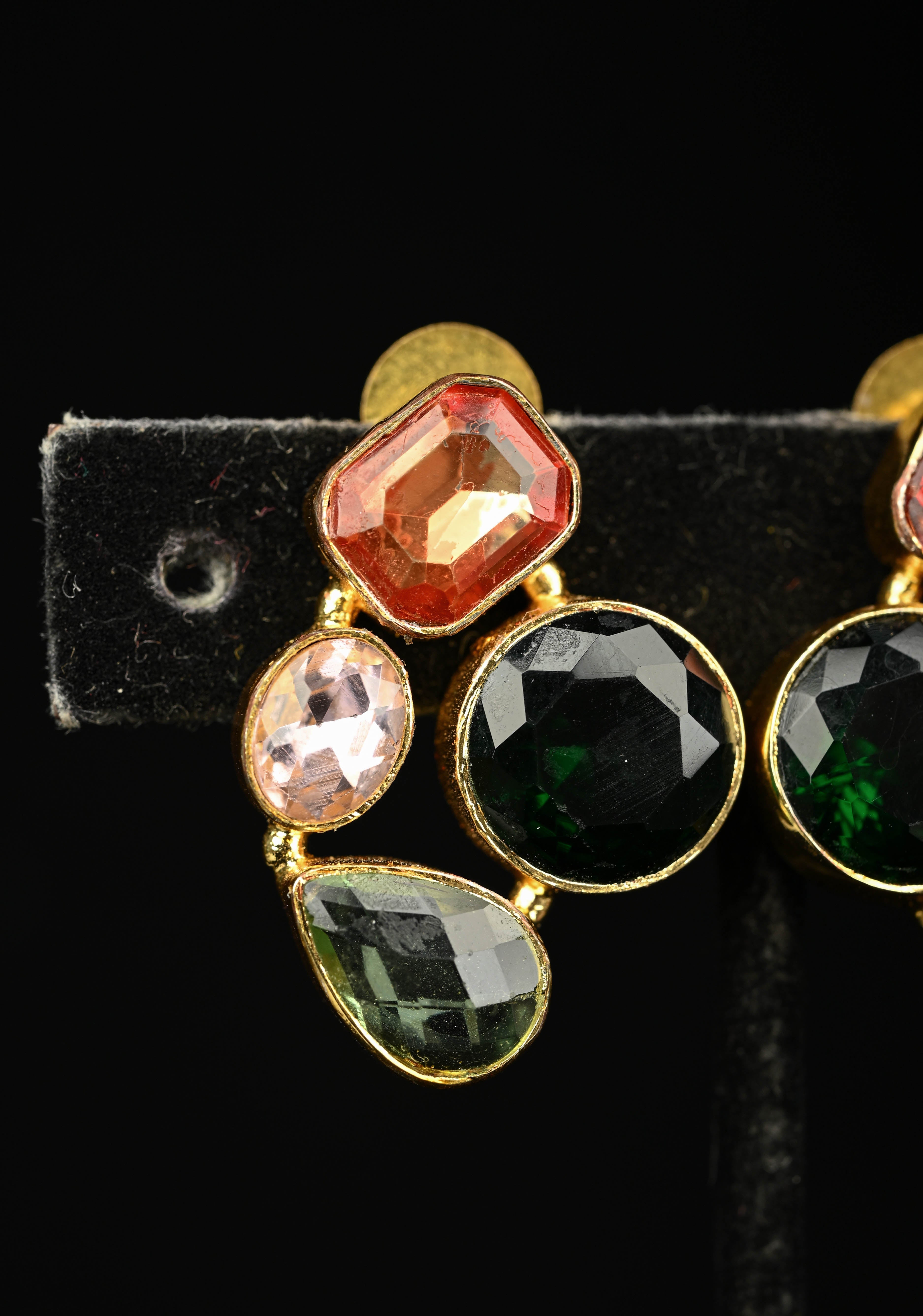 Multicolor Glass stone Cluster Stud Earrings | Shobitam