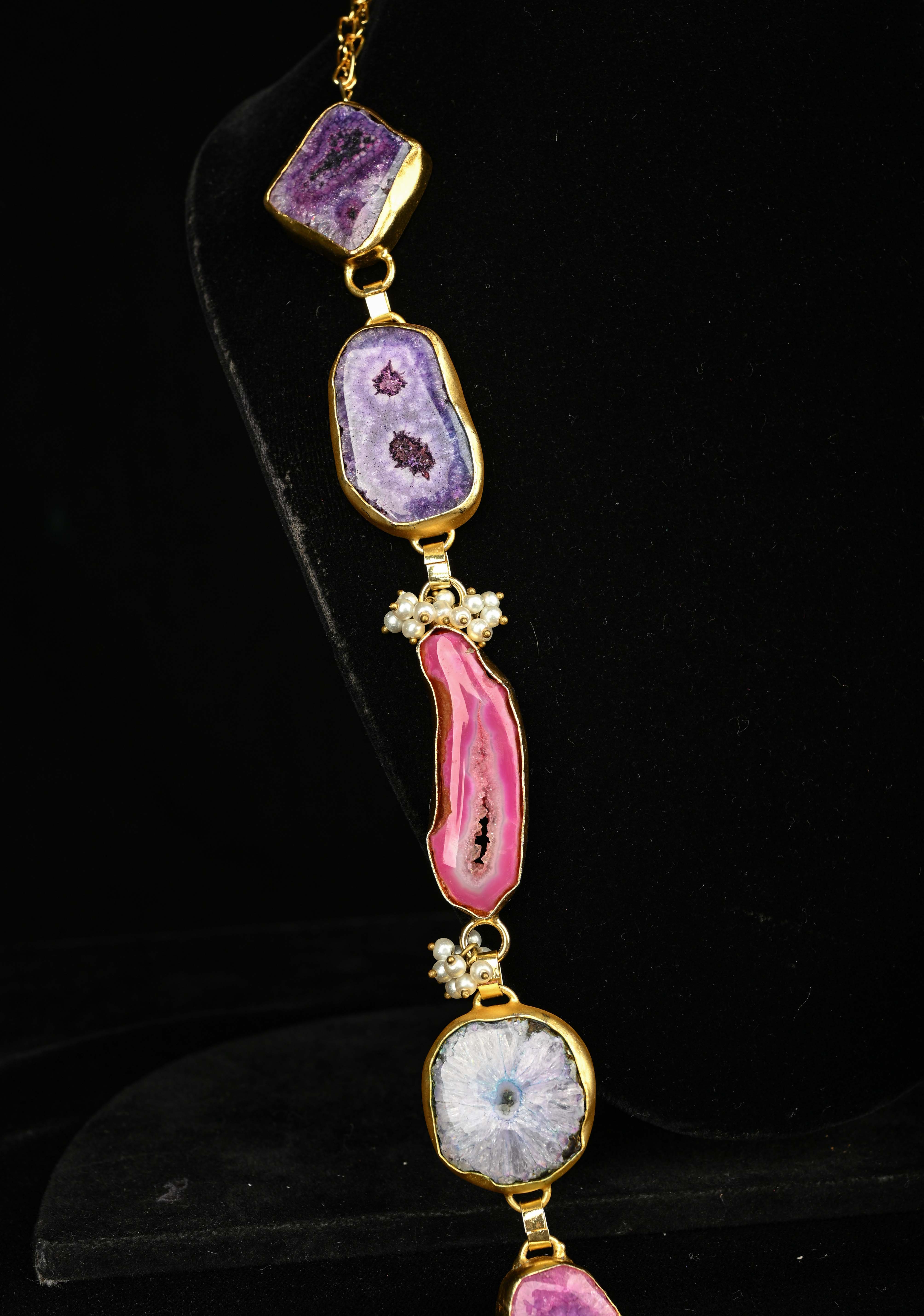Multi Agates Gemstone 2 Styles -  Tie-Style and Loose Ends  Necklace | Shobitam