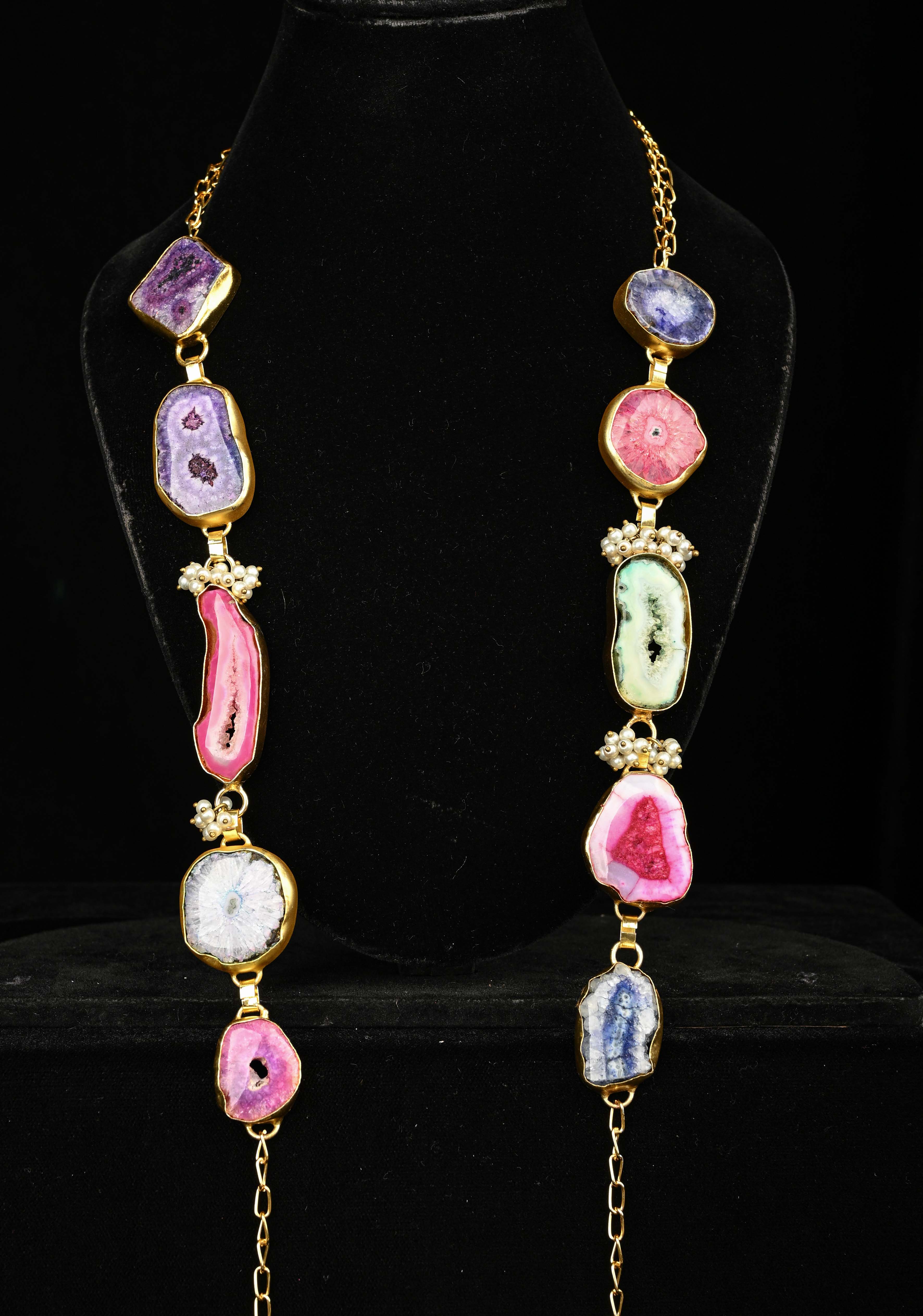 Multi Agates Gemstone 2 Styles -  Tie-Style and Loose Ends  Necklace | Shobitam