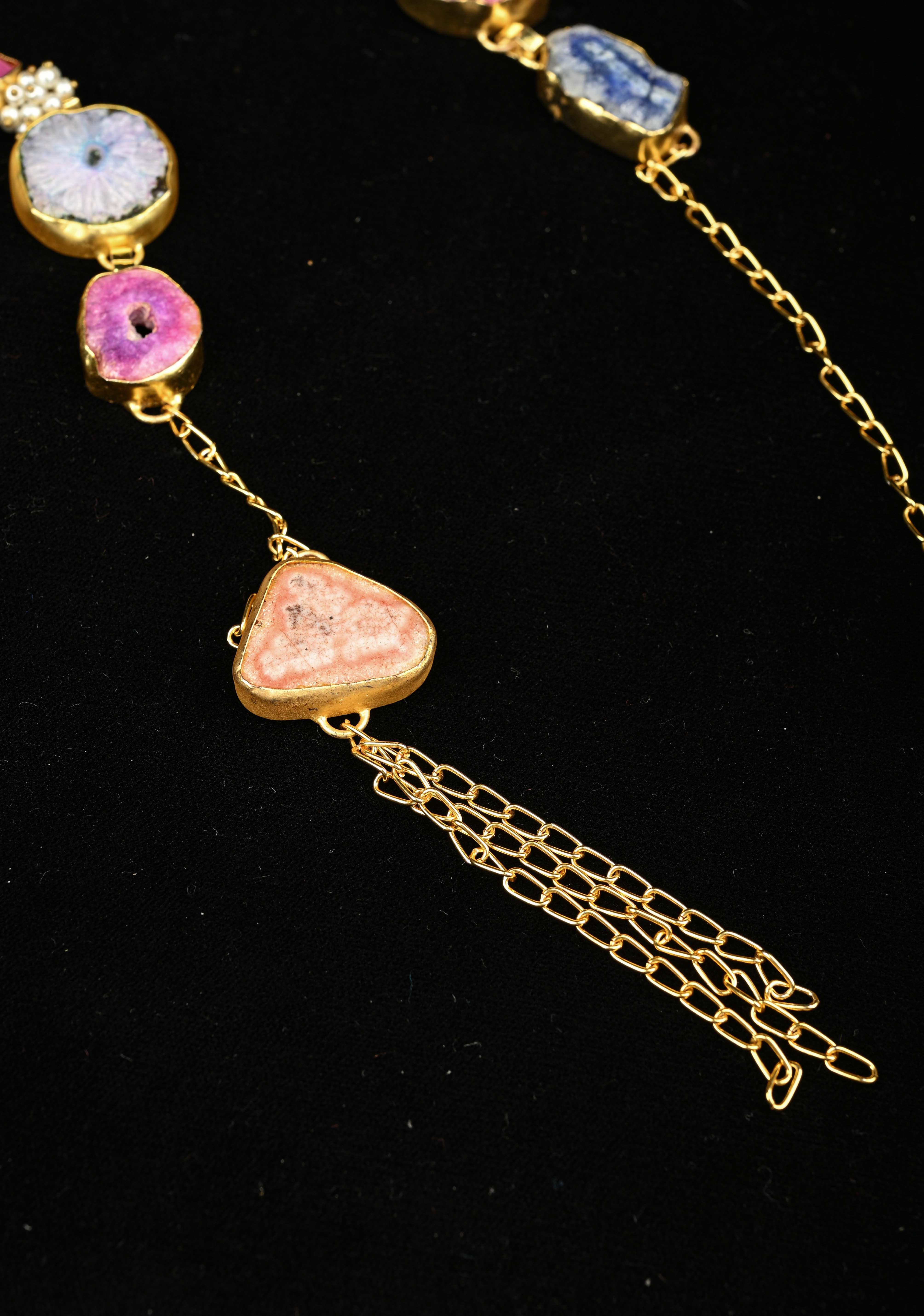Multi Agates Gemstone 2 Styles -  Tie-Style and Loose Ends  Necklace | Shobitam