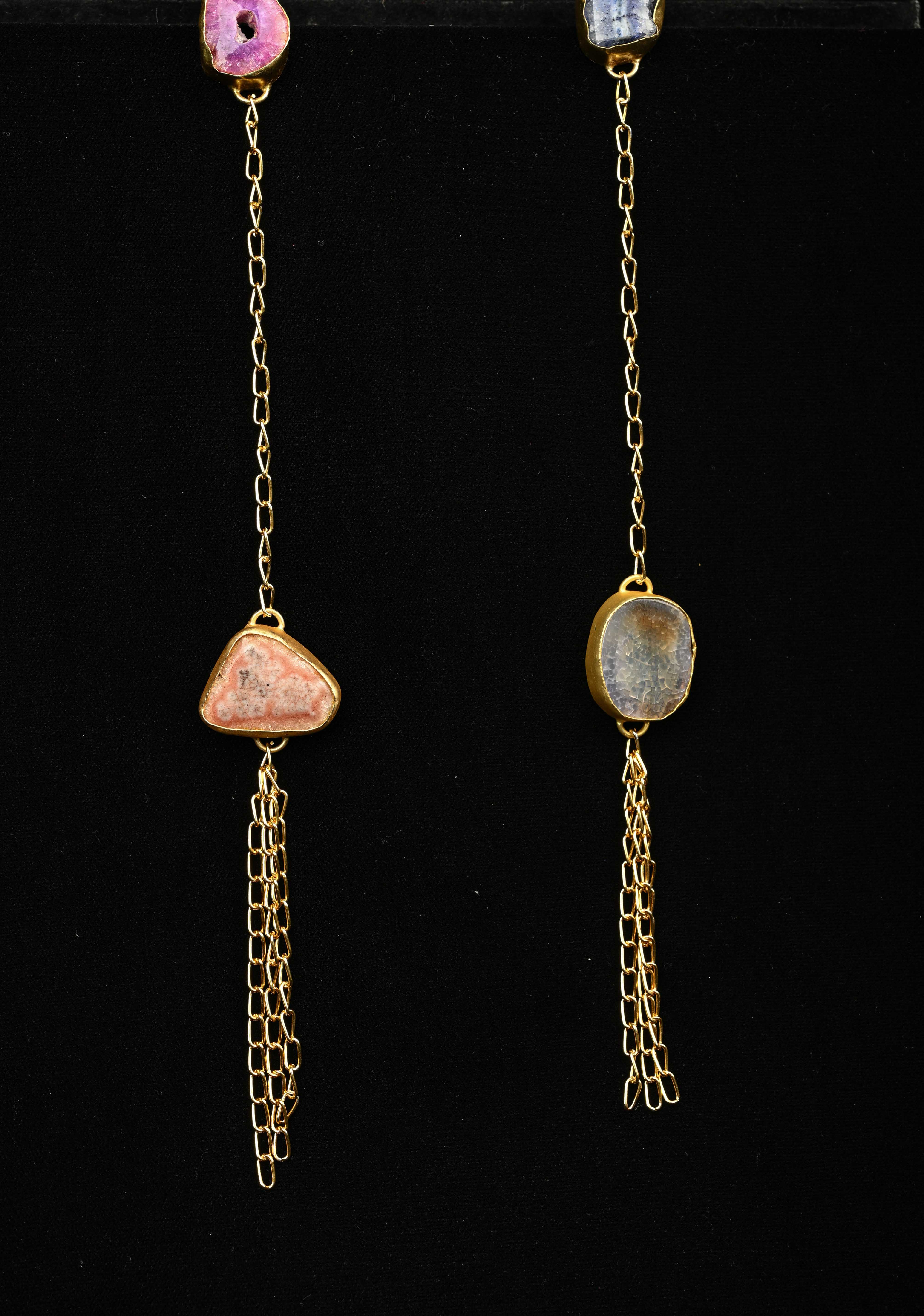Multi Agates Gemstone 2 Styles -  Tie-Style and Loose Ends  Necklace | Shobitam