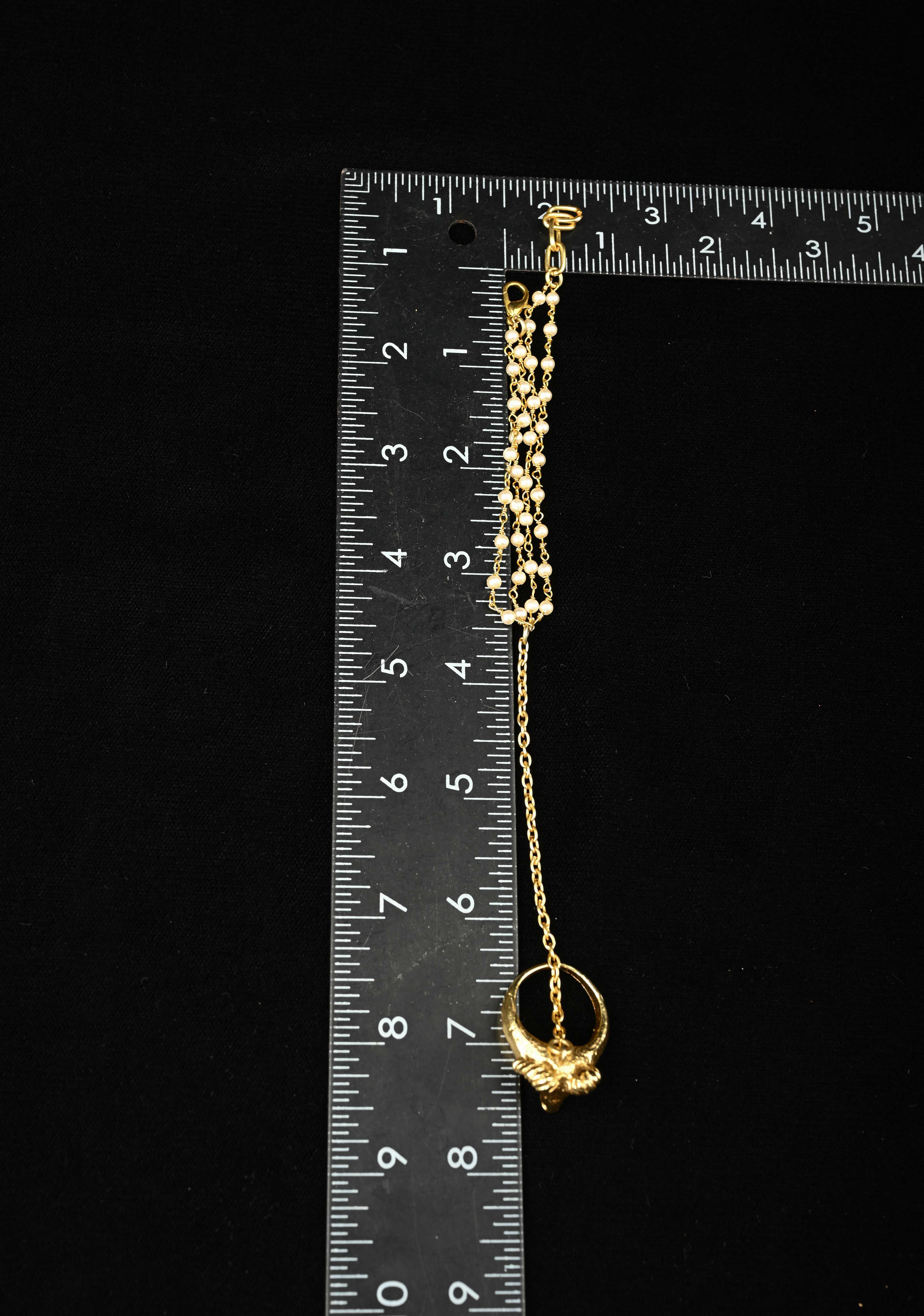 Haathphool Ring Bracelet With Pearls 2 Strand bracelet / Haathphool - 1 piece | Shobitam