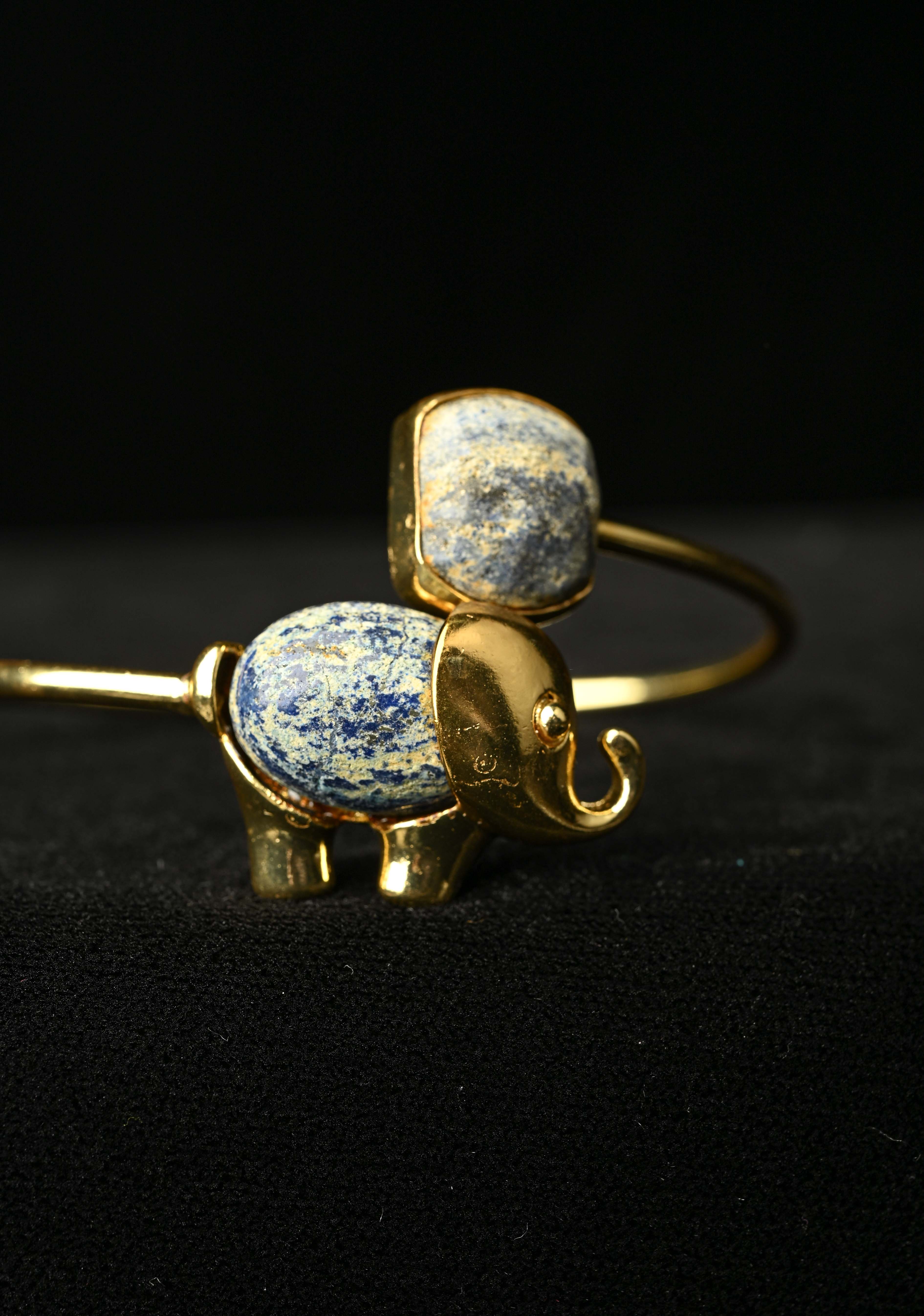 Elephant Handcuff with Lapis Lazuli Gemstone | Shobitam