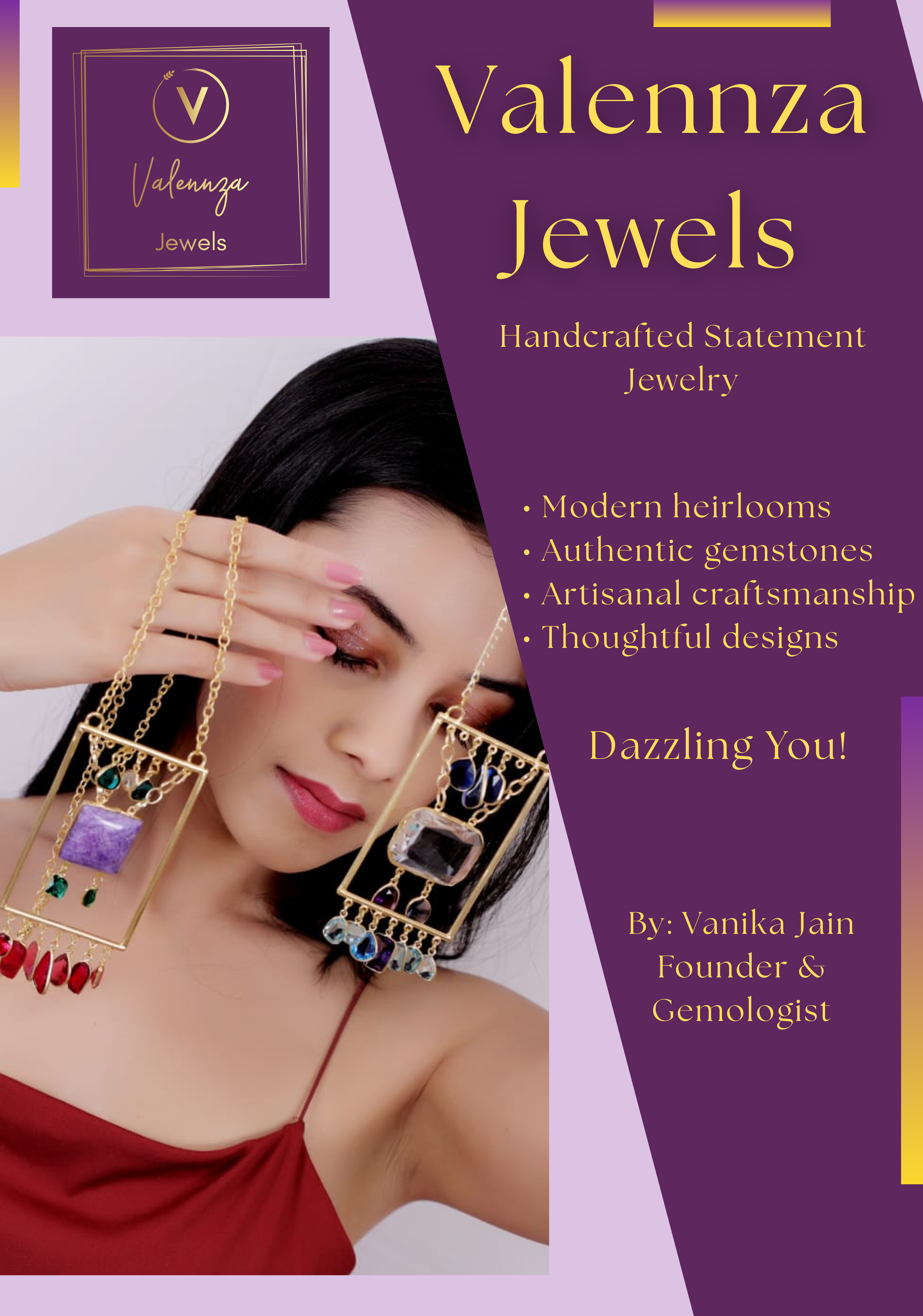 Stud Earring With Coral Triangular-Shaped Stone and Gold Leaf Design | Shobitam