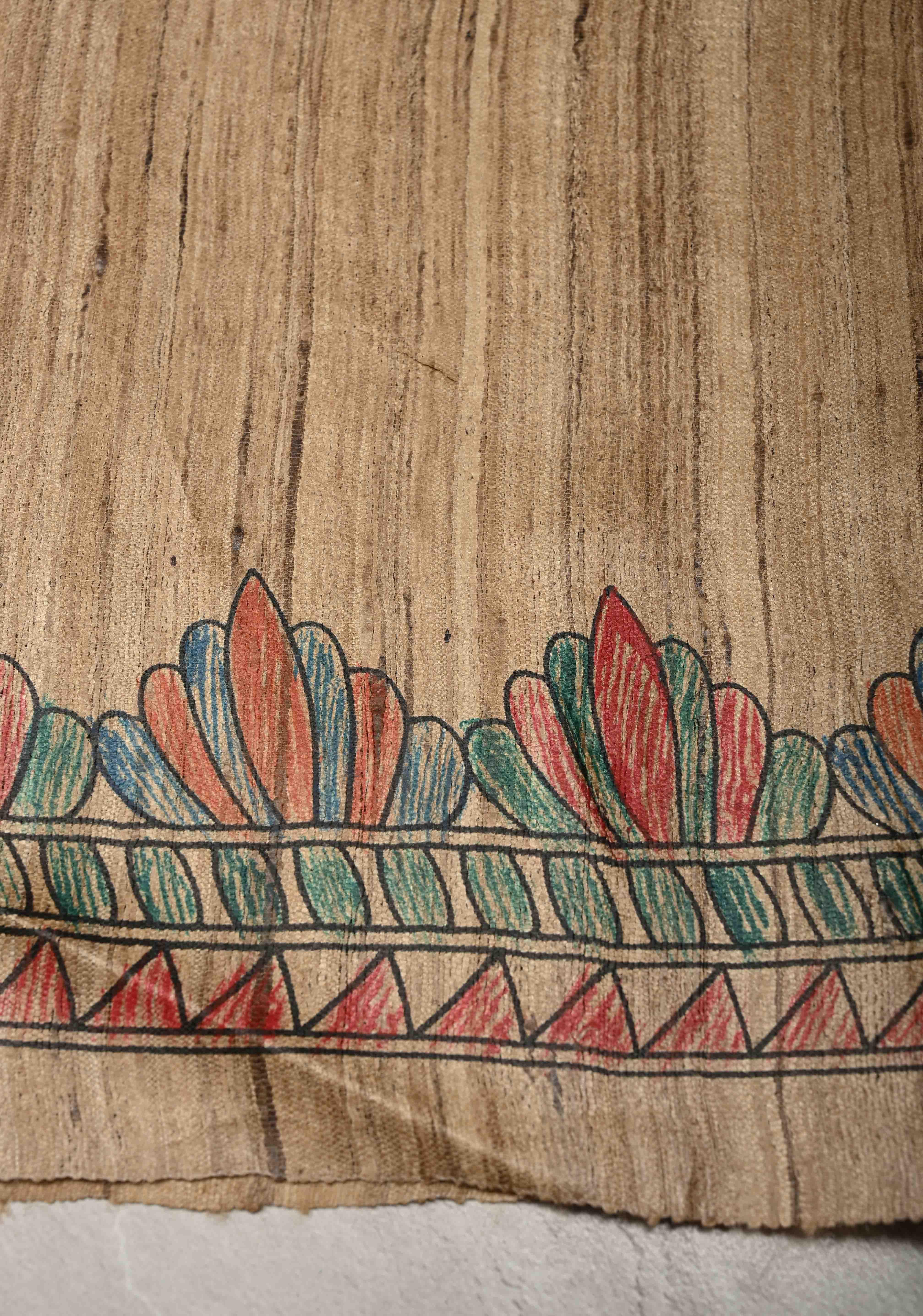 Beige Desi Tussar Madhubani Hand-Painted Saree  | SILK MARK CERTIFIED | Shobitam