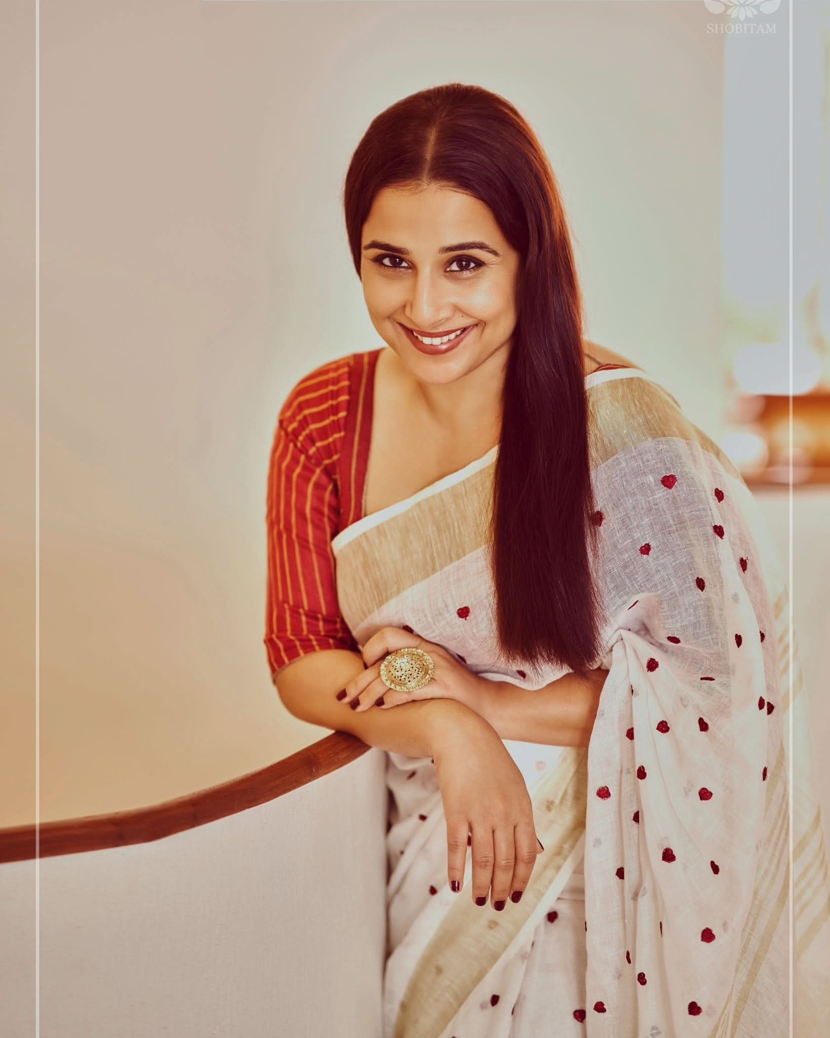 Red Linen blouse with Vertical stripes | Shobitam Blouse