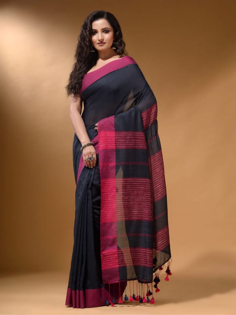 Ready to wear Handloom Weave Blue And pink  Wrap in 1 minute Saree with Readymade Blouse - Isadora Life