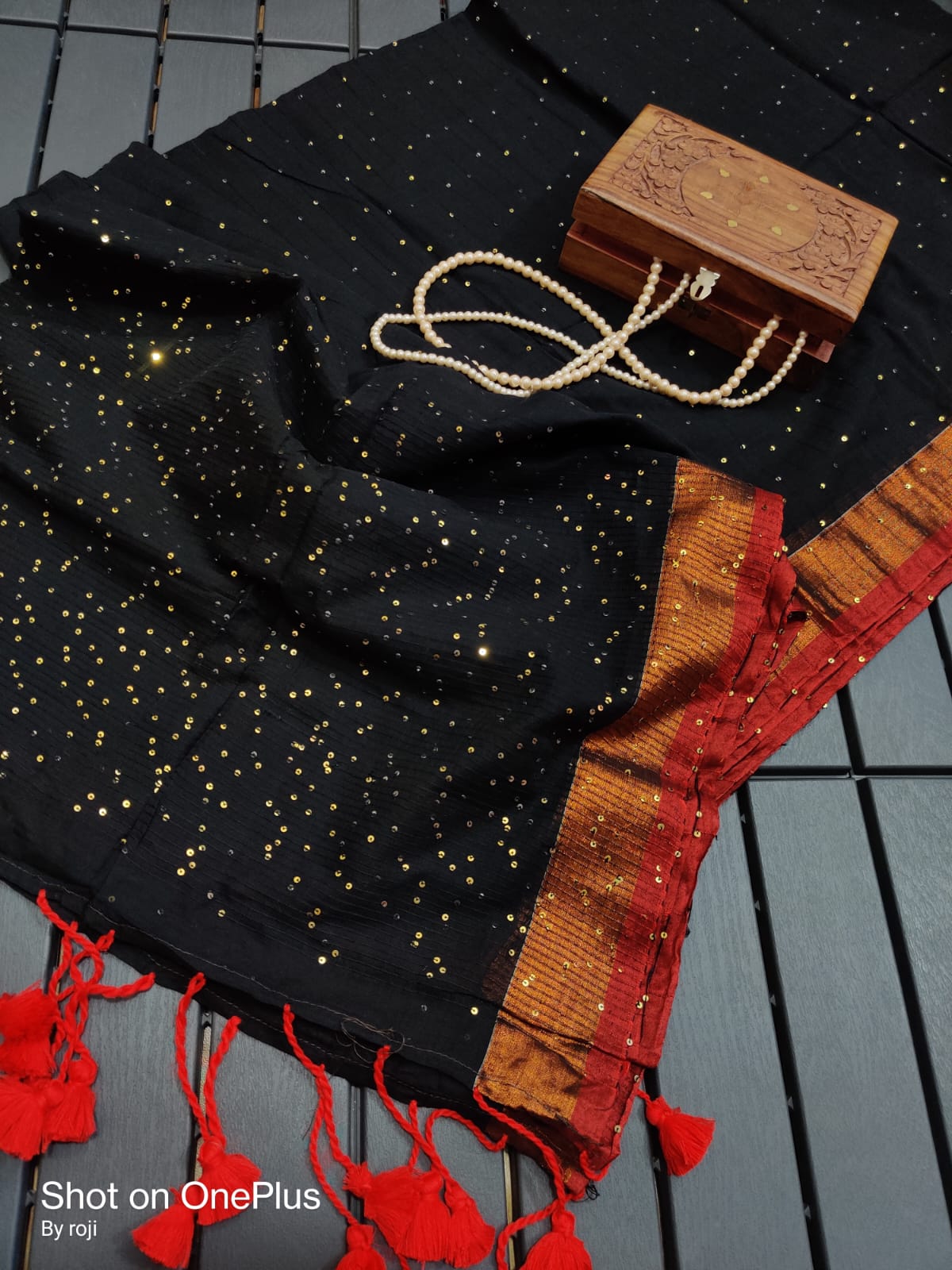 Beautiful Party Style Mulmul Cotton silk With Sequin Overall & Zari Woven Border Tassel on palla Ready To Wear Saree