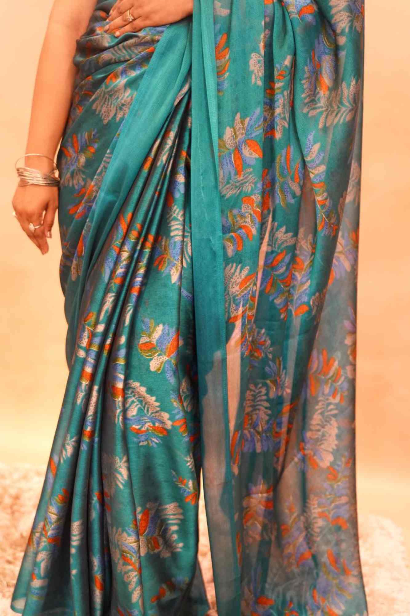 Beautiful Soft Floral printed  Stylish  Chiffon saree Wrap in 1 minute saree