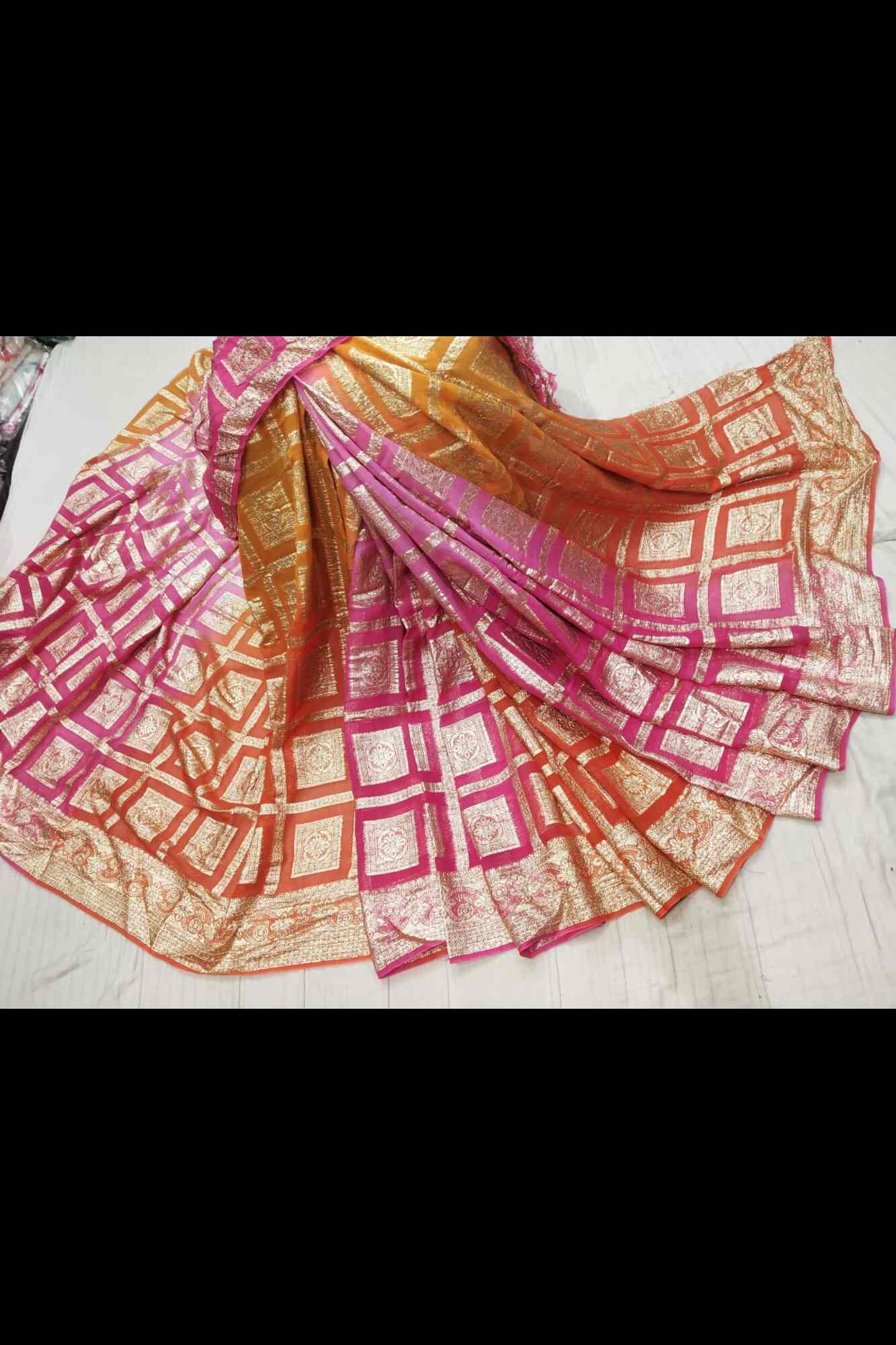 Jaipuri Bandhej with Gharchola Multi Viscose Georgette Silk Ready To Wear Saree