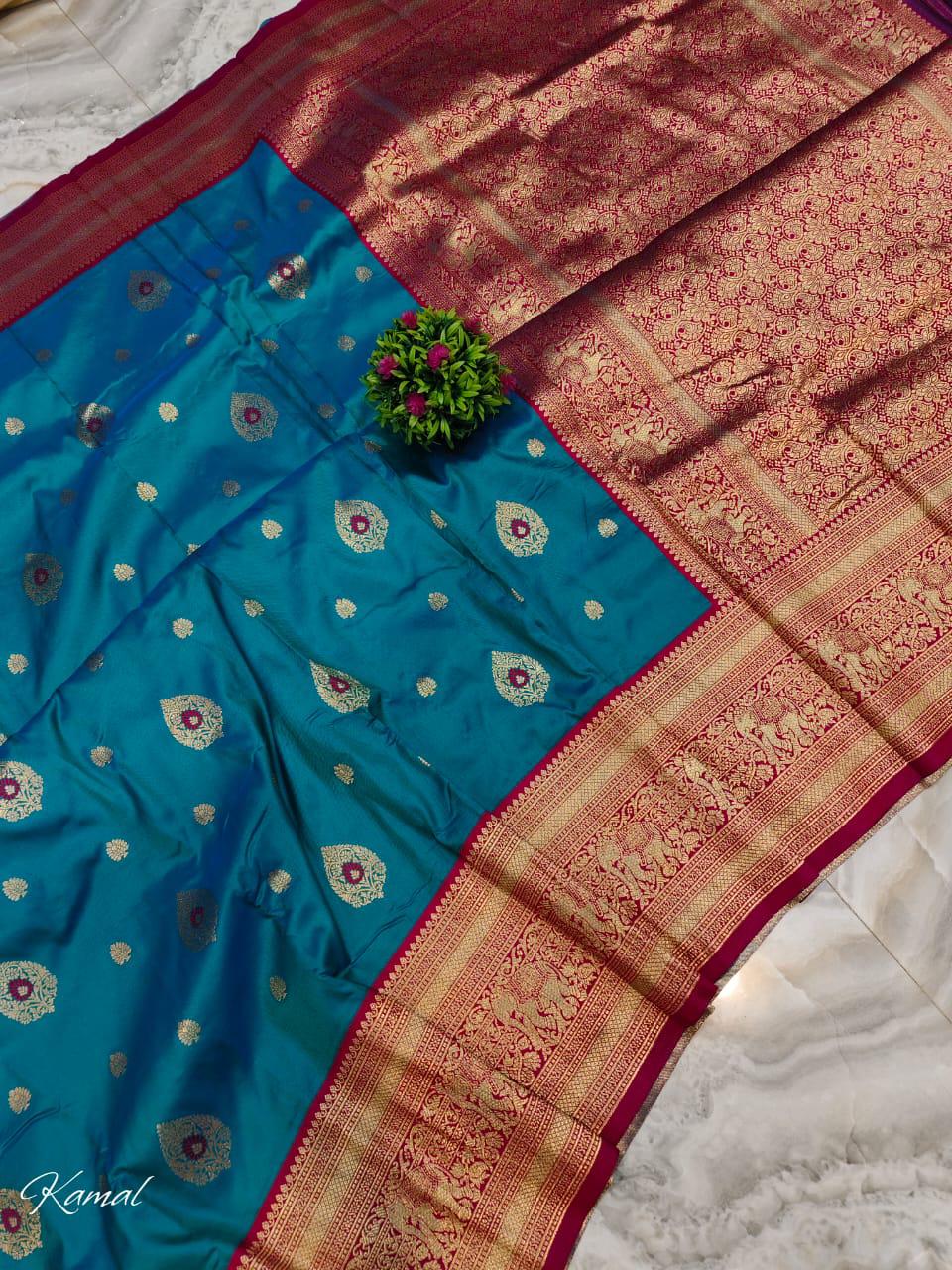 Ready to Wear saree Kanjeevaram Inspired With Butte Zari Work  & Designer Woven Border Wrap In 1 Minute