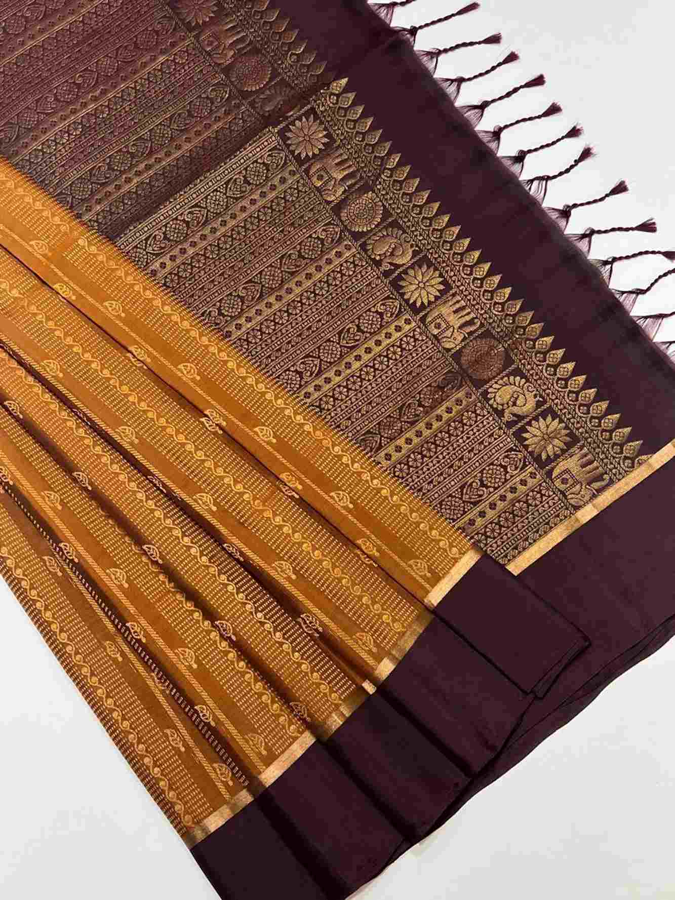 Silk Mark Certificate Kanchipuram With contrast Palla Self Weave 1 Minute saree