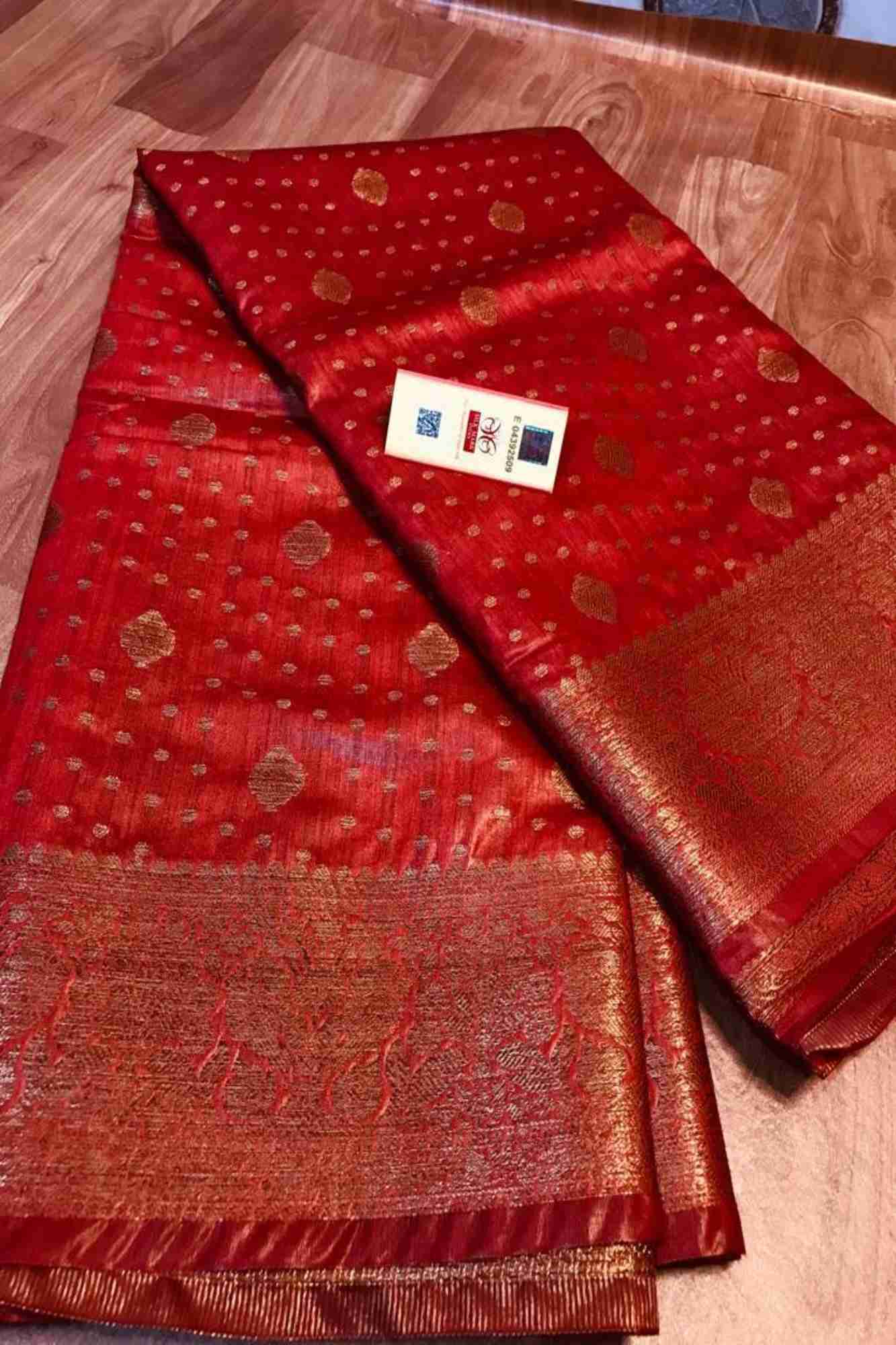 Pure Munga Tussar Silk with Meenakari Weaving Butta &  ornate Border Saree