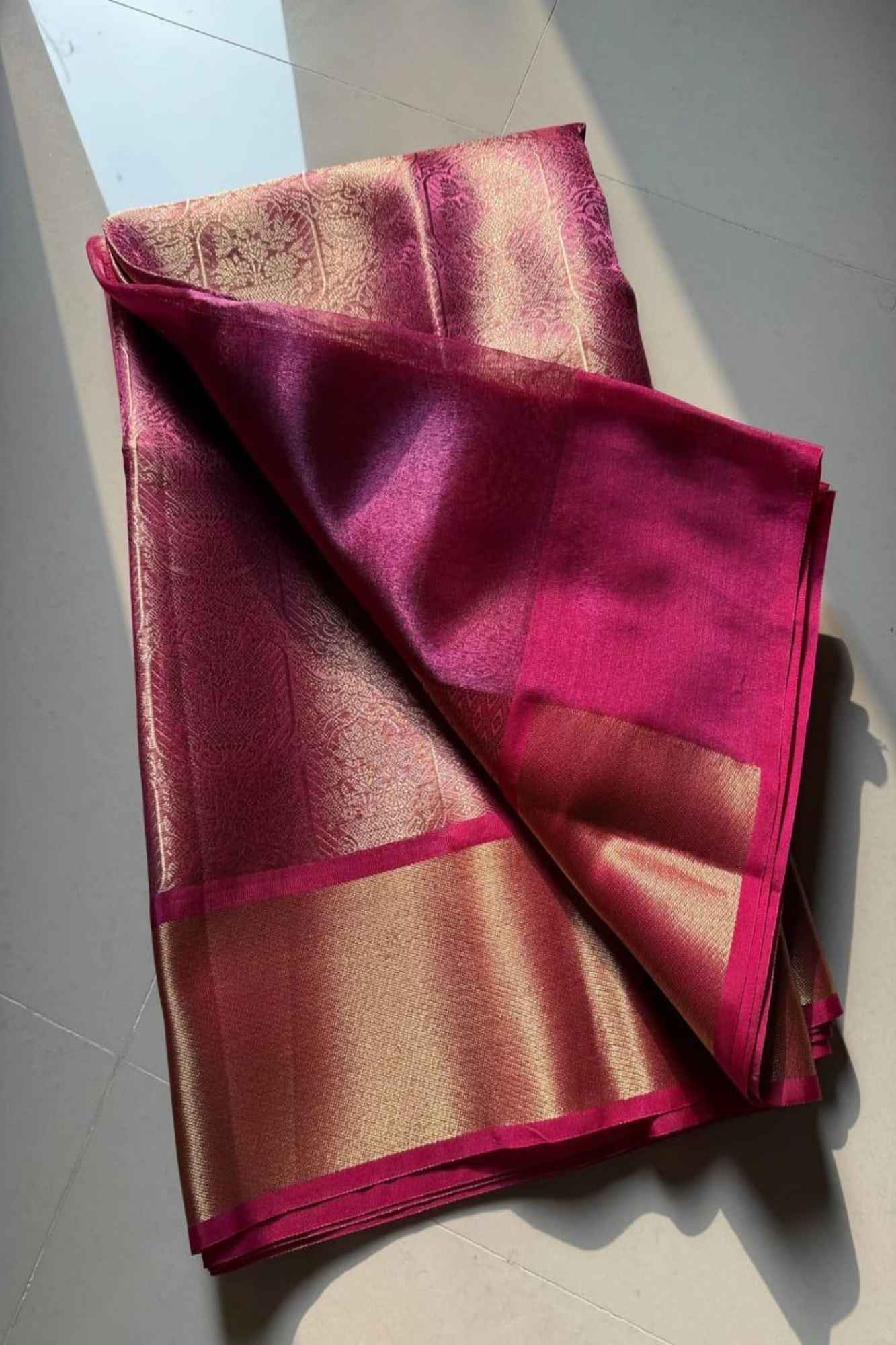 Gorgeous Banarasi Soft Tissue Silk with all over zari weaving & Opulent Embroidery Wrap in 1 Minute Saree