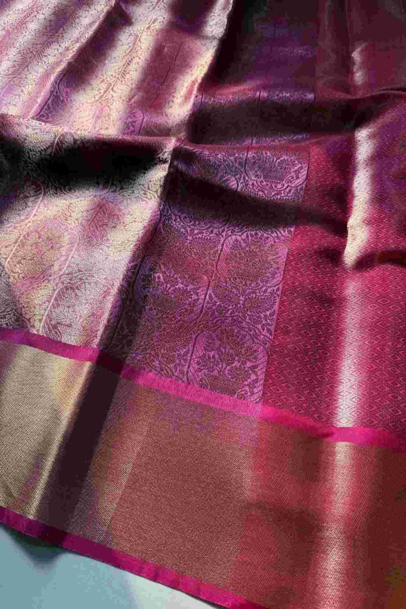 Gorgeous Banarasi Soft Tissue Silk with all over zari weaving & Opulent Embroidery Wrap in 1 Minute Saree