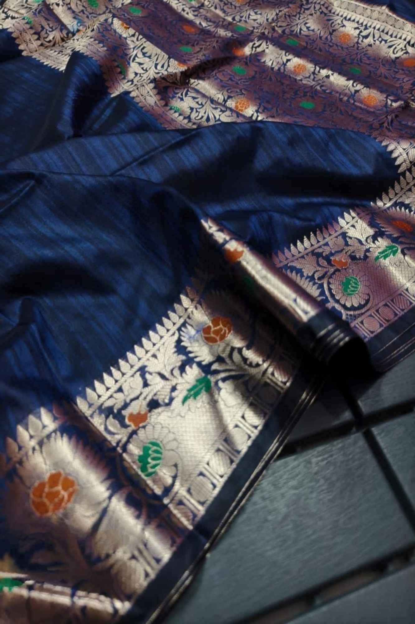 Banarasi woven with intricate meenakari ready to wear saree