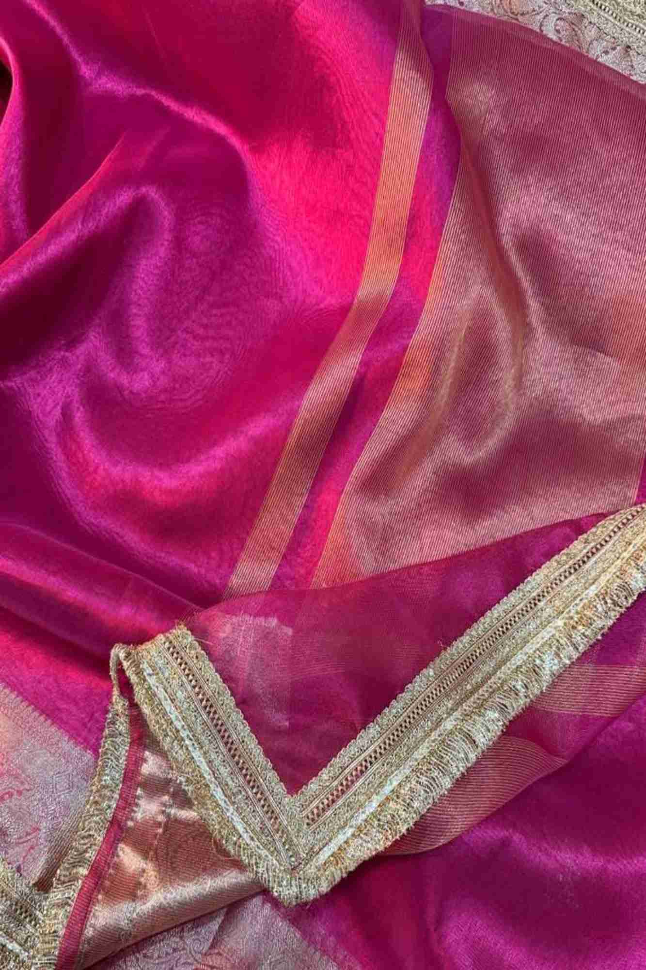 Banarasi-Inspired Tissue Silk with Intricate Zari Weaving Ready To Wear Saree