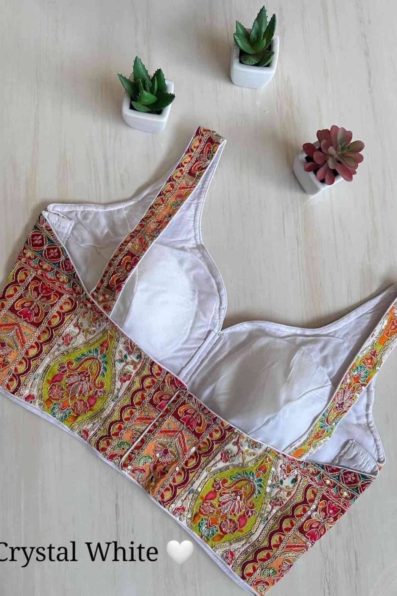 Panel Sleeveless Crepe with Back Open Ready To Wear Blouse