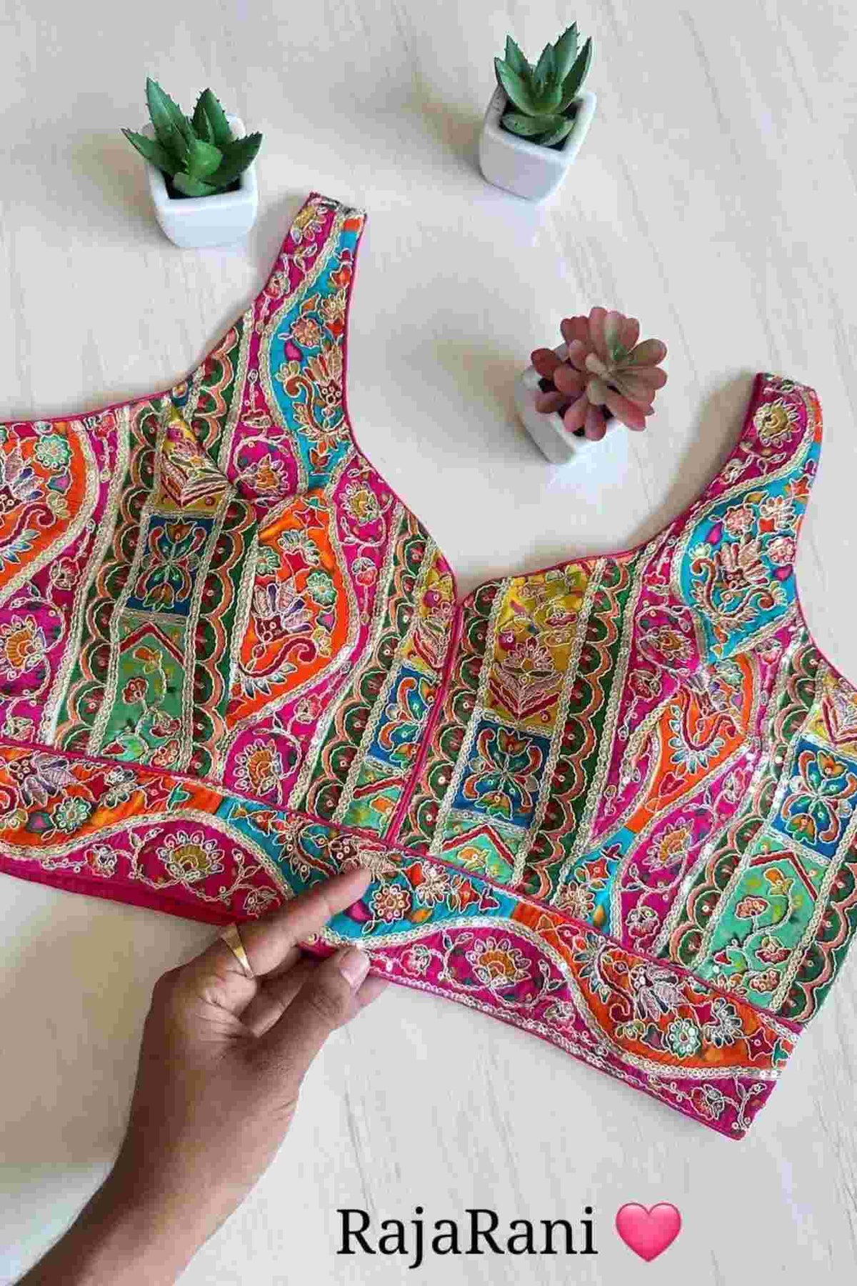 Rajarani Panel Sleeveless Crepe with Back Open Ready To Wear Blouse