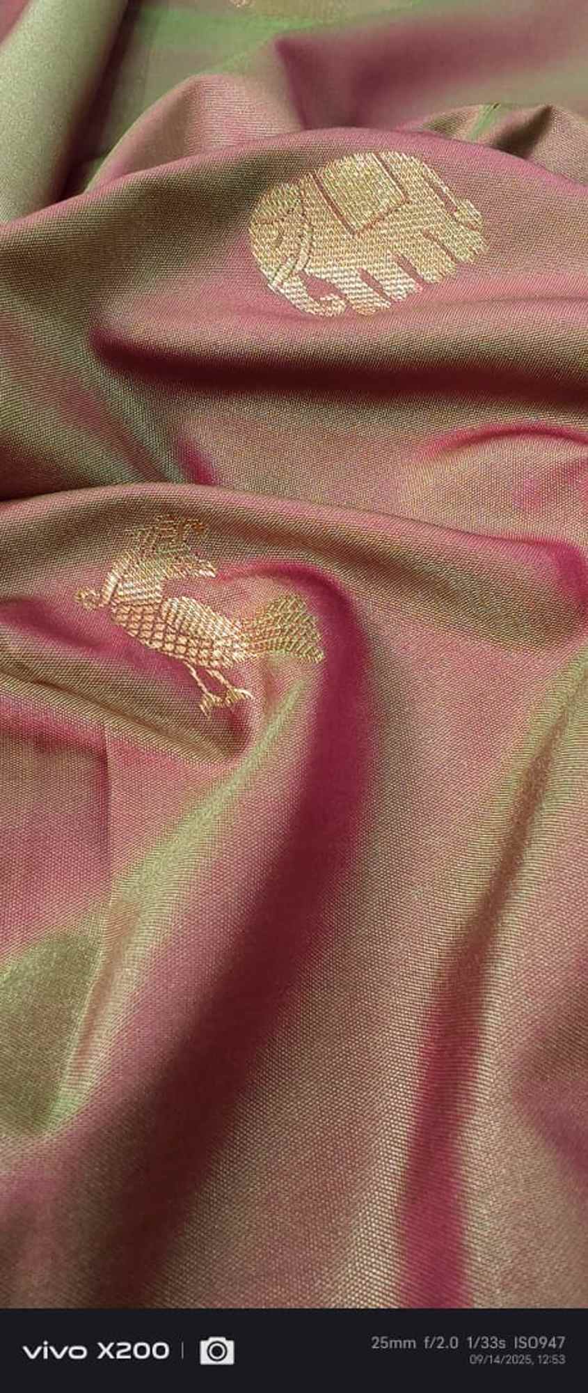 Green Dual Tone Kanchi Semi Silk Saree with Zari Buttas and Contrast Zari Border Prestitched Ready to wear saree