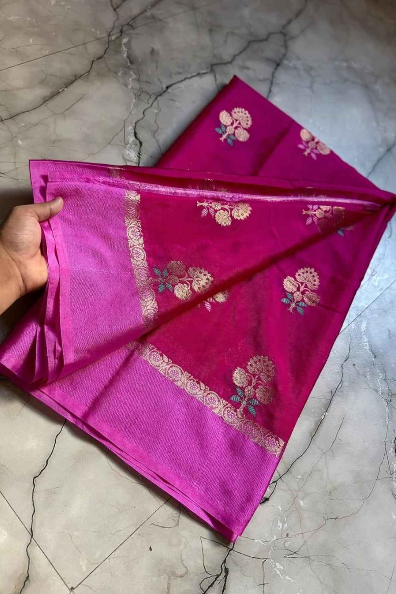 Soft Warm Silk with Meena Zari Motif Weave and Rich Border Ready To Wear Saree