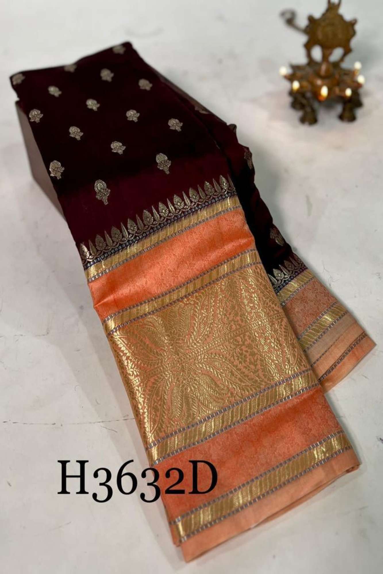 Pure Soft Chettinad Cotton Silk with Intricate Zari Motifs and Opulent Border Ready To Wear Sraee