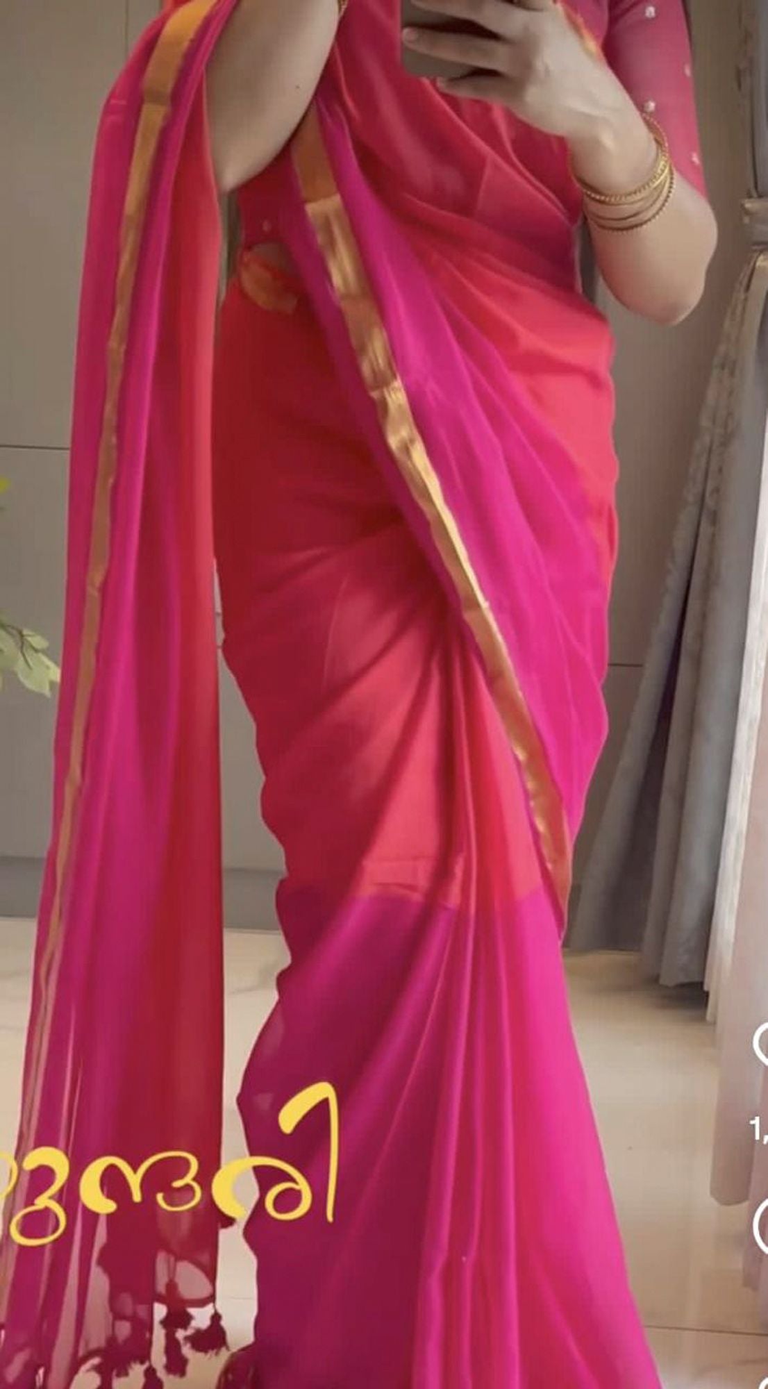 Soft Mulmul  Cotton 2 shade Ready To Wear Saree